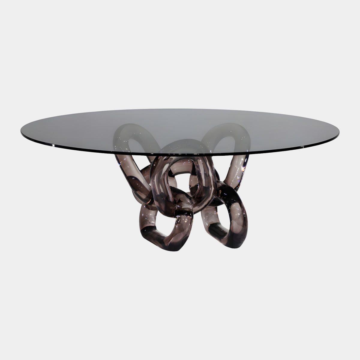 Smoked Glass & Mauve Resin Knot Round Table - 85cm