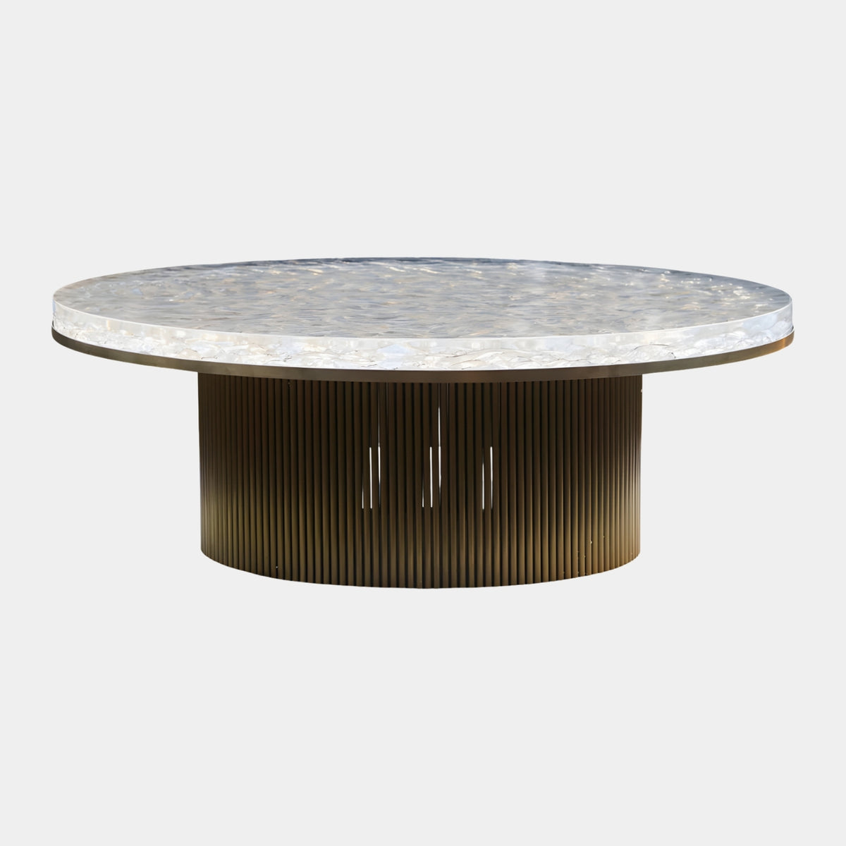 Pale Crystal Brass Banded Oval Low Table - 100cm