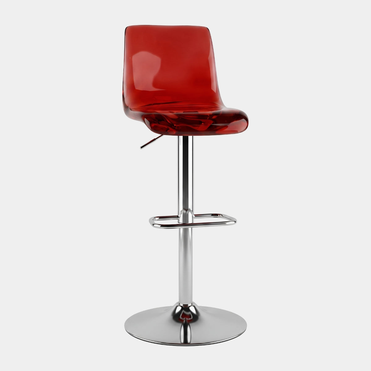 Ruby Red Shell Resin Gas-Lift Bar Stool - 100cm