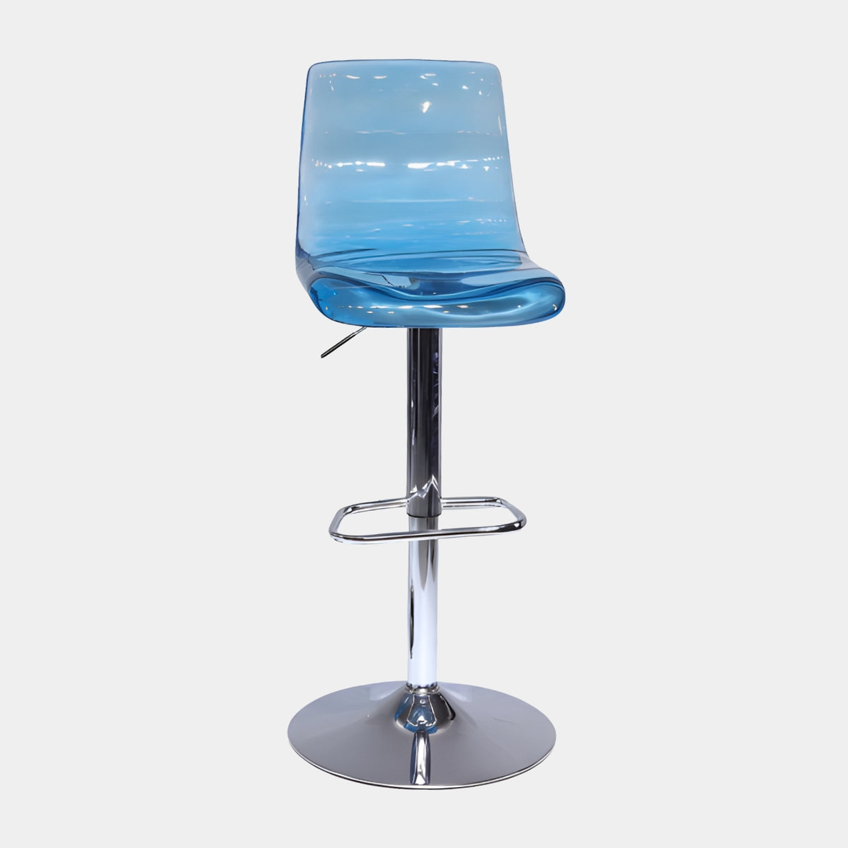 Sky Blue Shell Resin Gas-Lift Bar Stool - 100cm