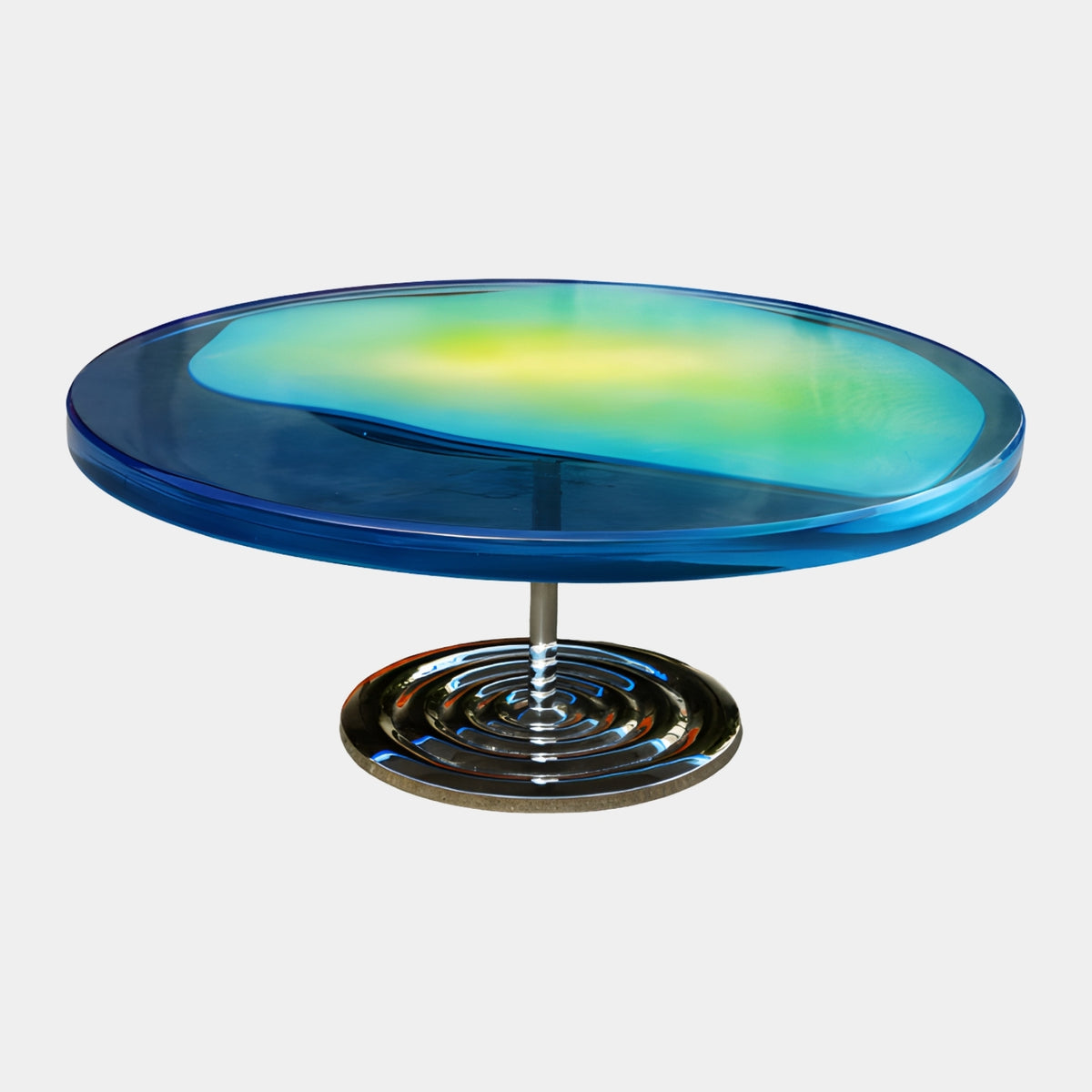 Blue to Yellow Lagoon Cast Resin Round Table - 110cm
