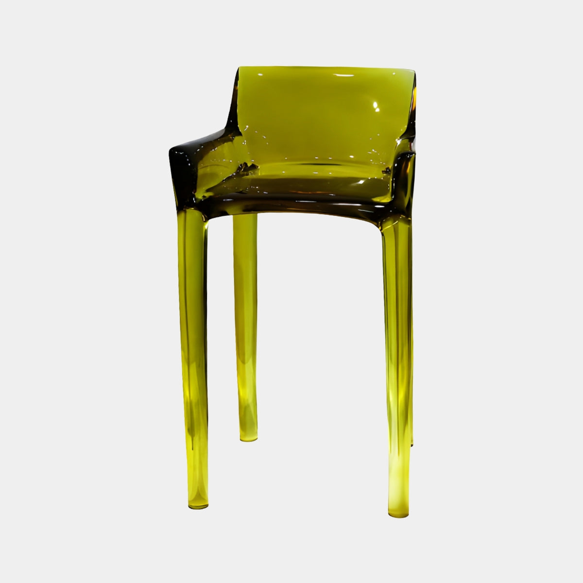 Translucent Olive Yellow Cast Resin Bar Armchair - 110cm