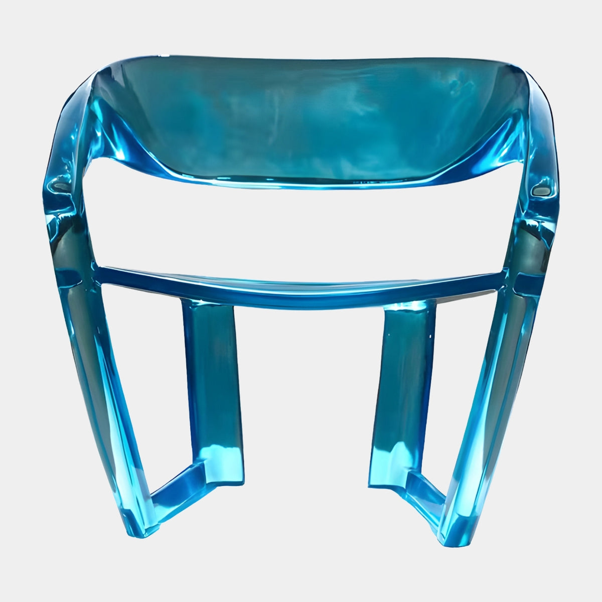 Clear Aqua Broad Band Cast Resin Armchair - 72cm