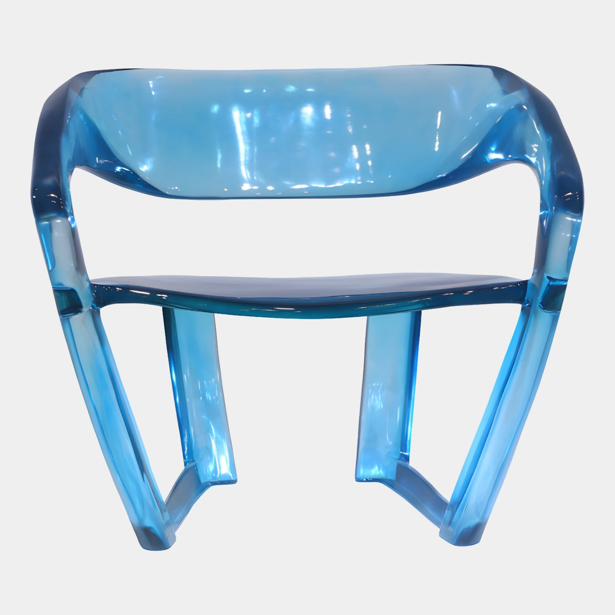 Sky Blue Broad Band Cast Resin Armchair - 72cm