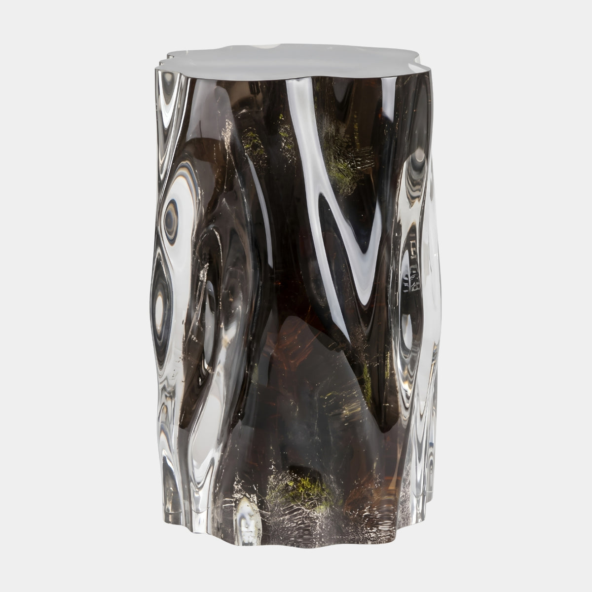 Dark Mossed Log Clear Resin Column Table - 70cm