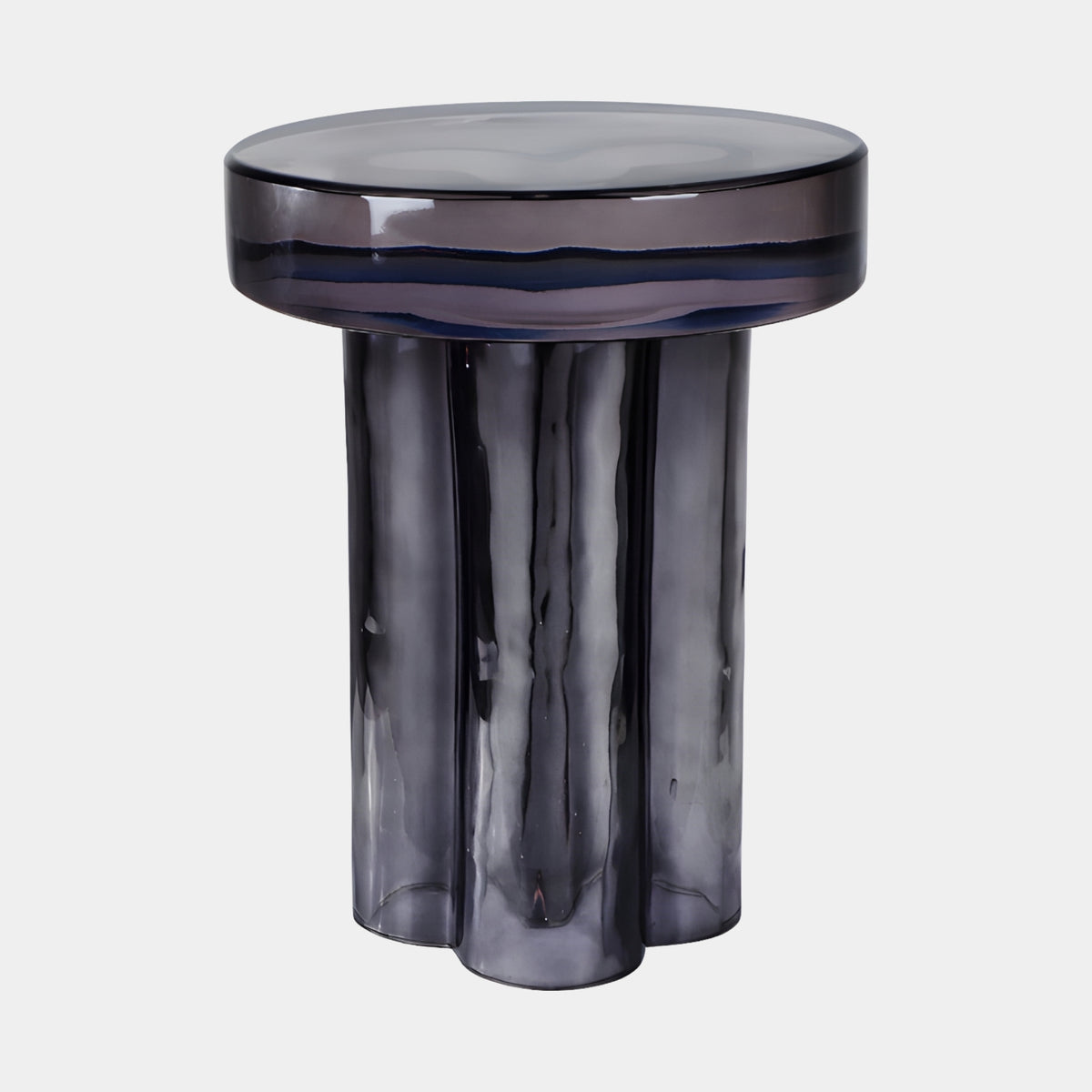 Smoke Grey & Purple Lobed Cast Resin Side Table - 56cm