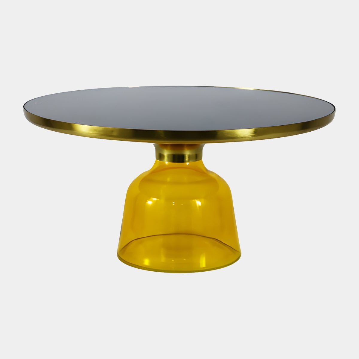 Amber Bell Base Black Glass Coffee Table - 75cm