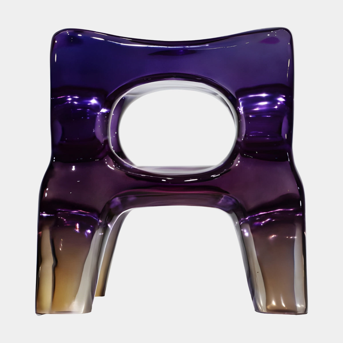 Deep Purple & Amber Pierced Cast Resin Stool - 45cm