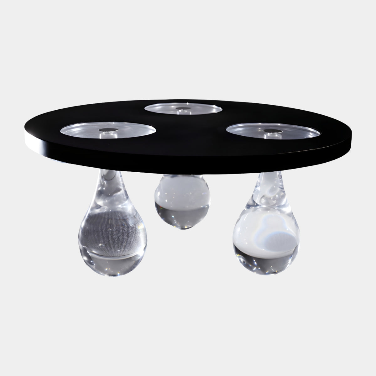 Black Top & Clear Teardrop Leg Round Table - 90cm