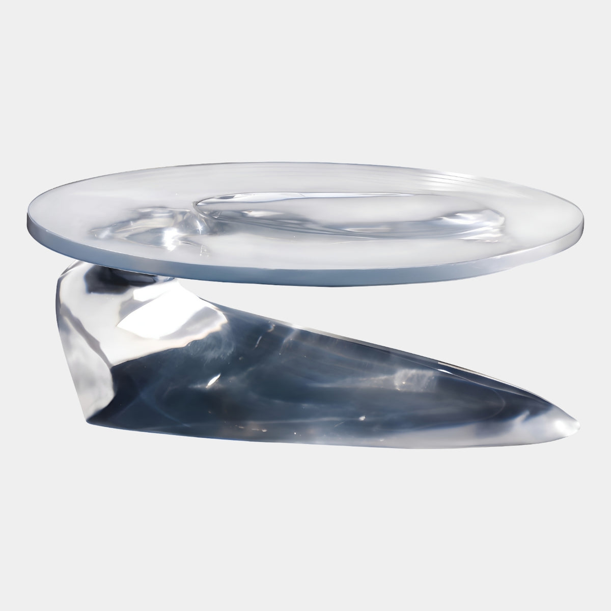 Smoke Wedge Base Colourless Resin Low Table - 80cm