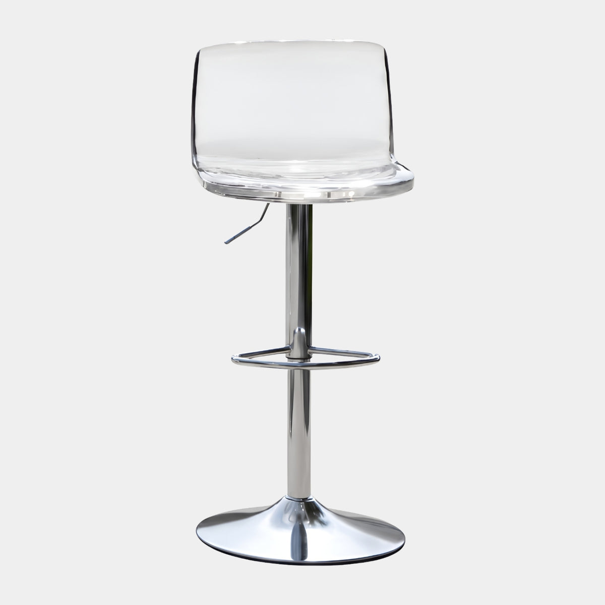 Clear Seat Chromed Column Resin Bar Stool - 107cm