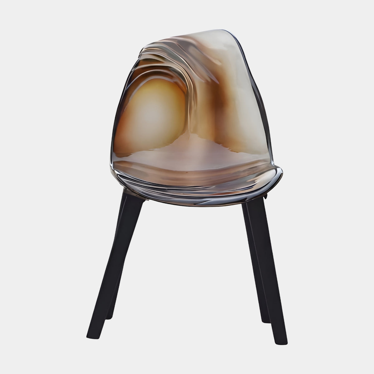 Smoked Pleated Shell Cast Resin Dining Chair - 87cm
