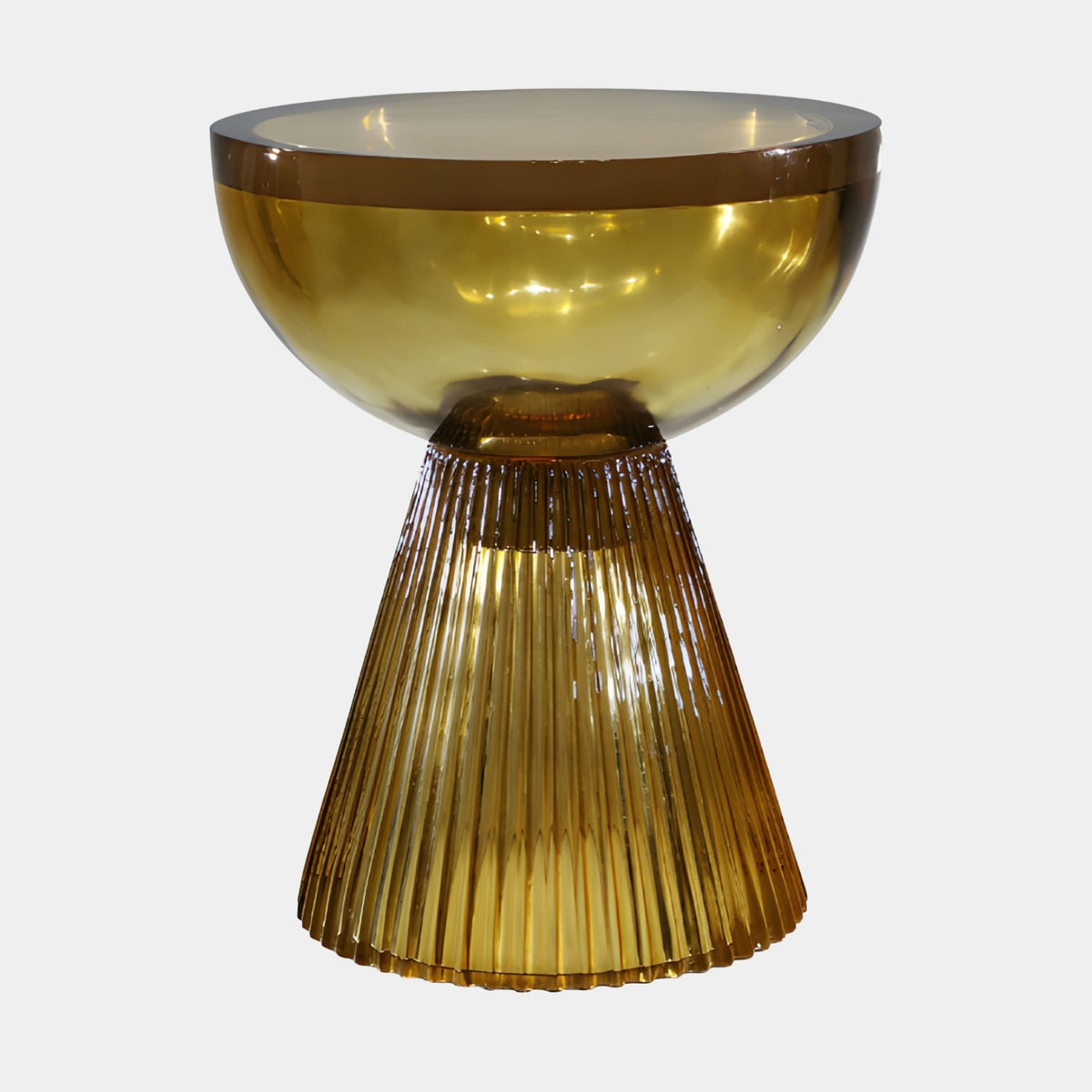 Amber Bowl Top Fluted Base Resin Side Table - 50cm