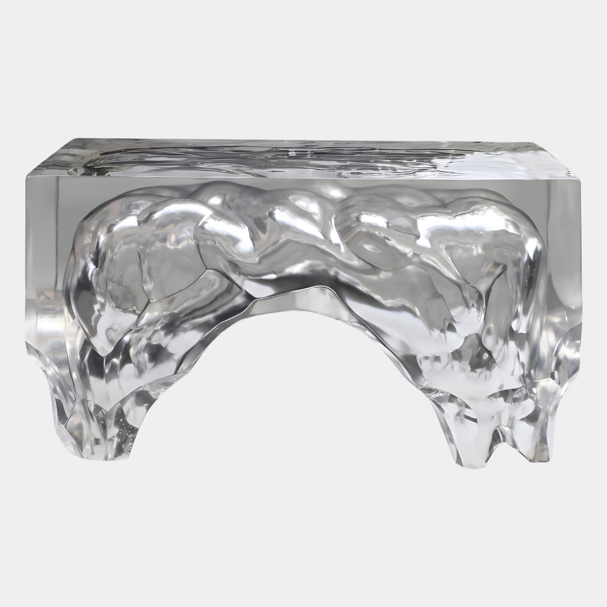 Colourless Sculpted Underside Resin Bench - 90cm