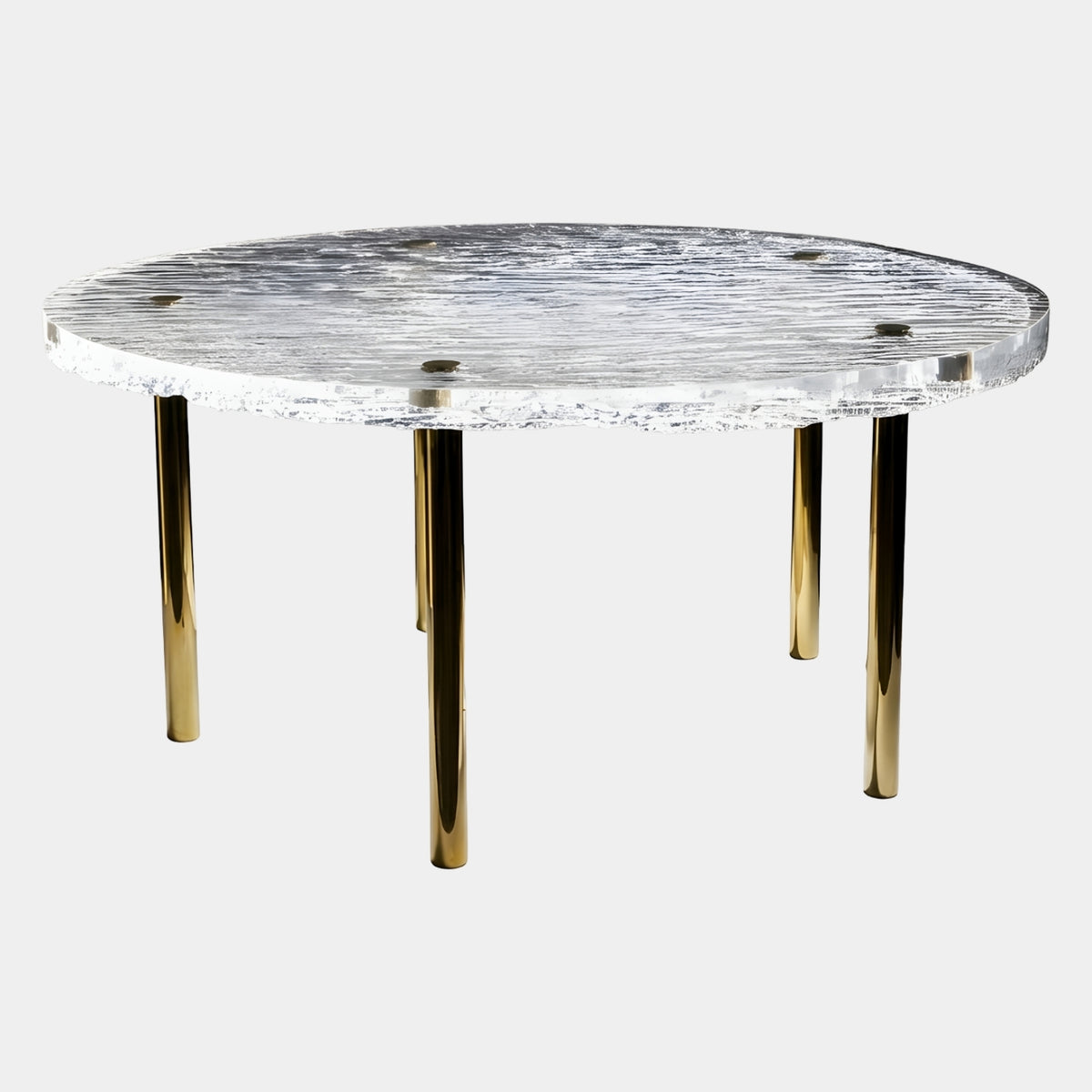 Fractured Clear Top Brass Leg Coffee Table - 90cm