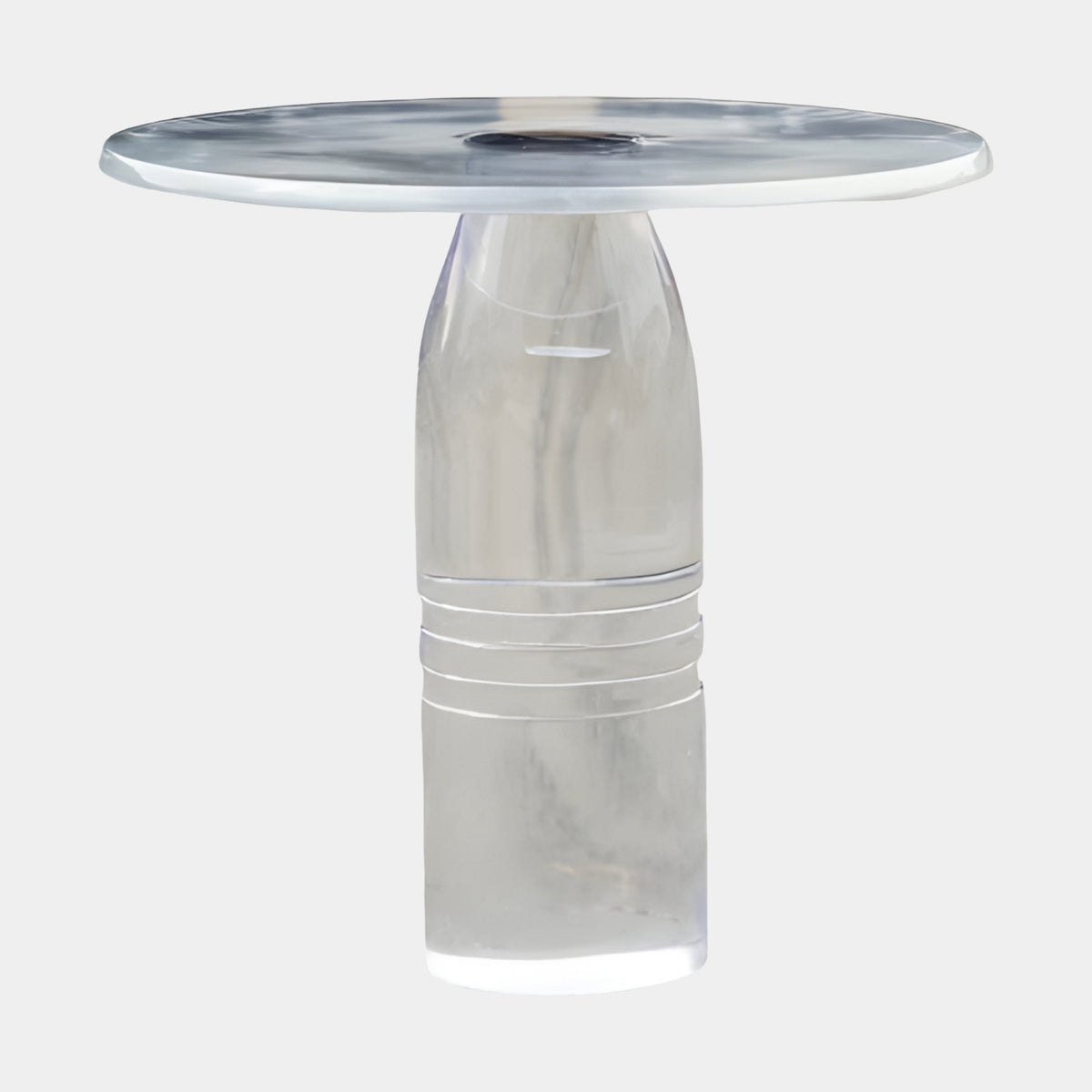 White Marbled Carved Acrylic Side Table - 80cm