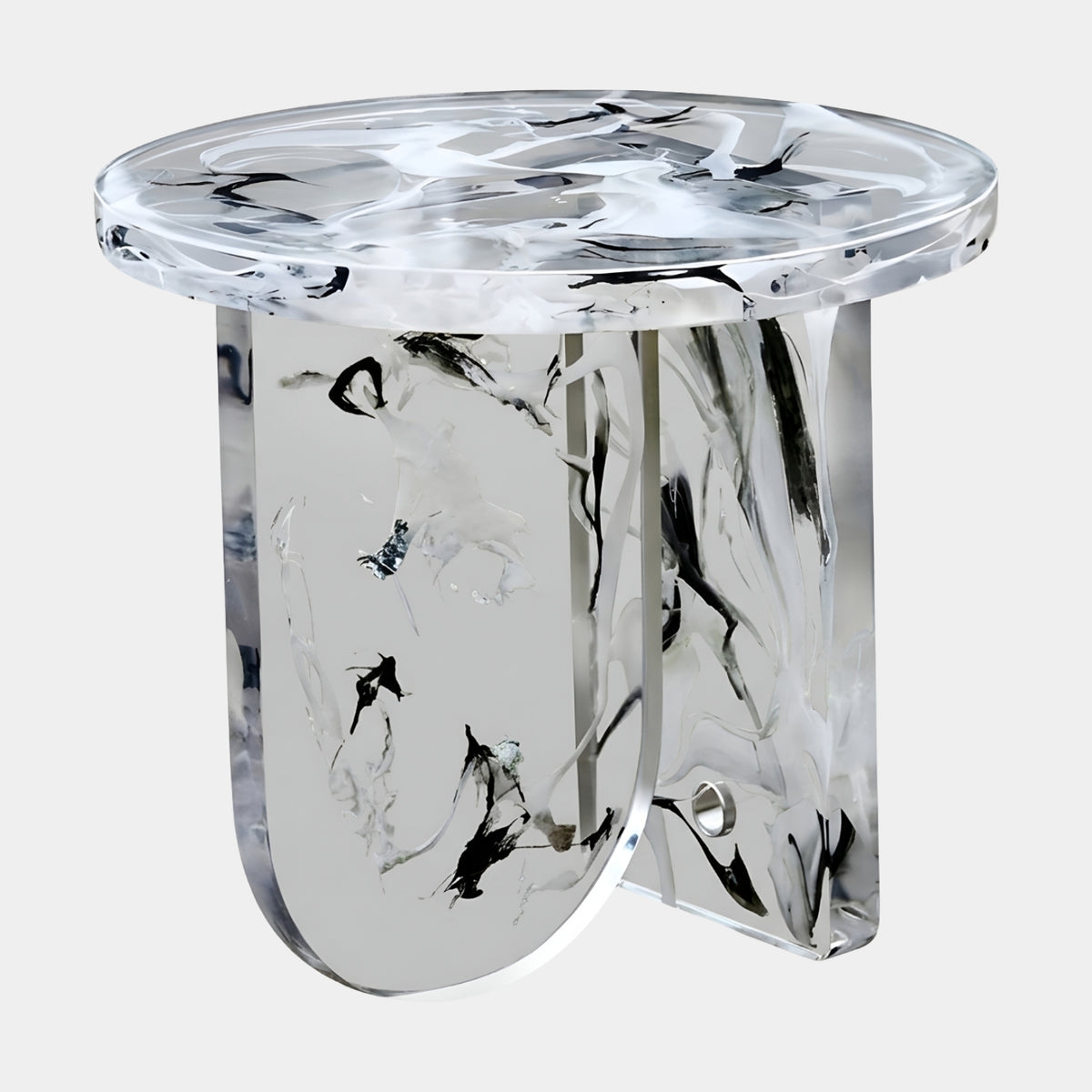Black & White Ink Swirl Resin Occasional Table - 55cm