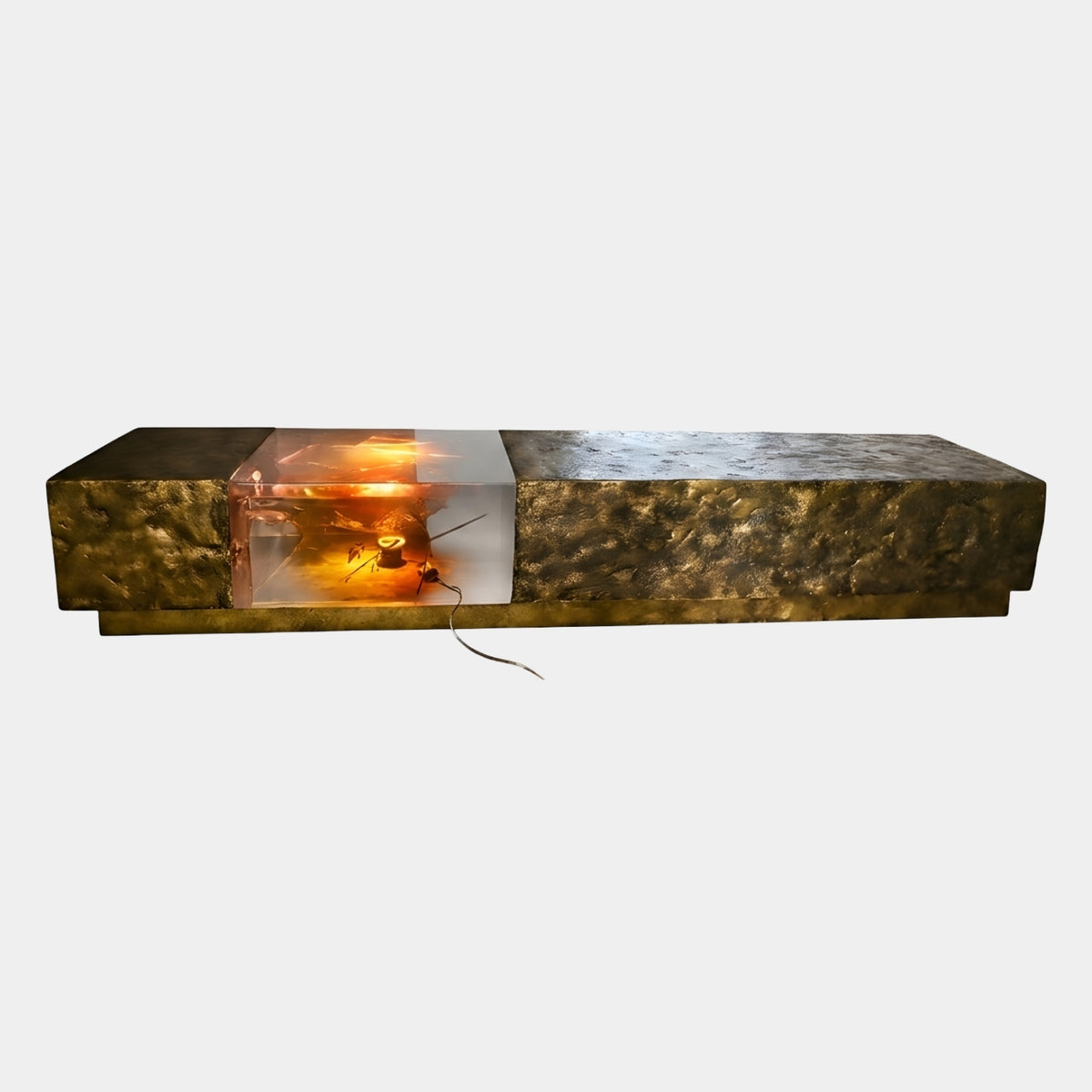 Bronze Textured Lit Resin Block Bench - 300cm