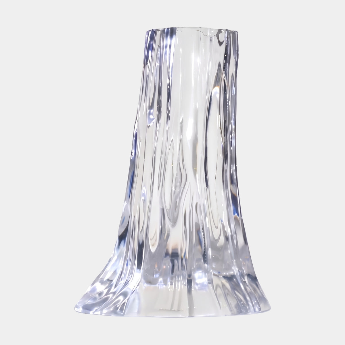 Clear Draped Fold Cast Resin Side Table, 70cm, with polished vertical folds widening to the base, shown on a plain white background.