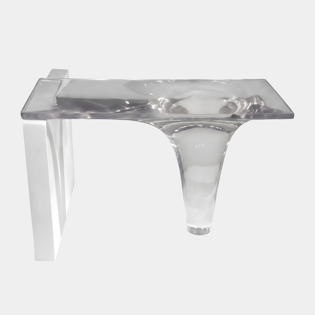 Clear Melting Slab & White Panel Resin Console - 120cm