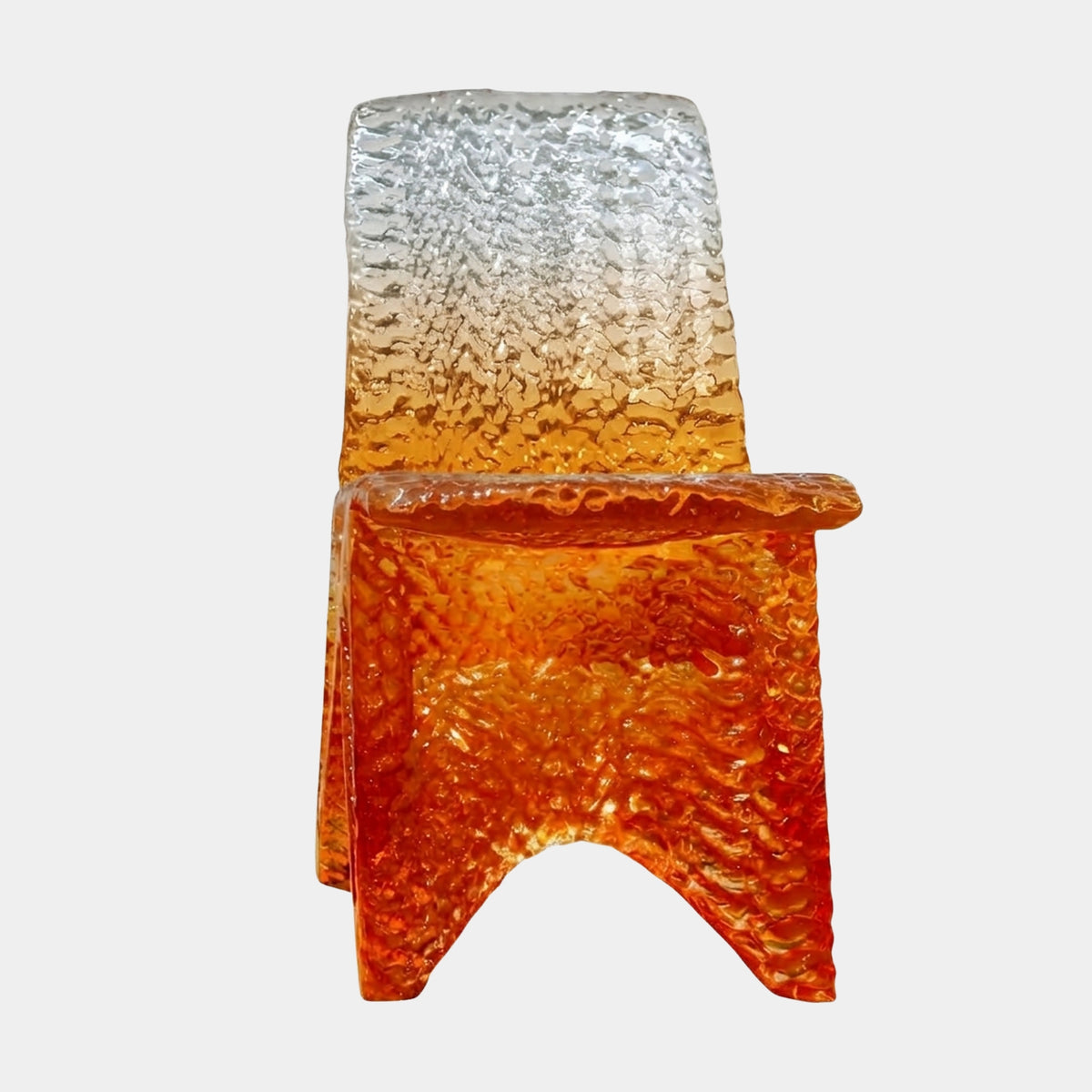 Orange Graded Quilted Cast Resin Dining Chair, 80cm, with dimpled texture fading from clear at the top to deep orange at the base, shown on a plain white background.