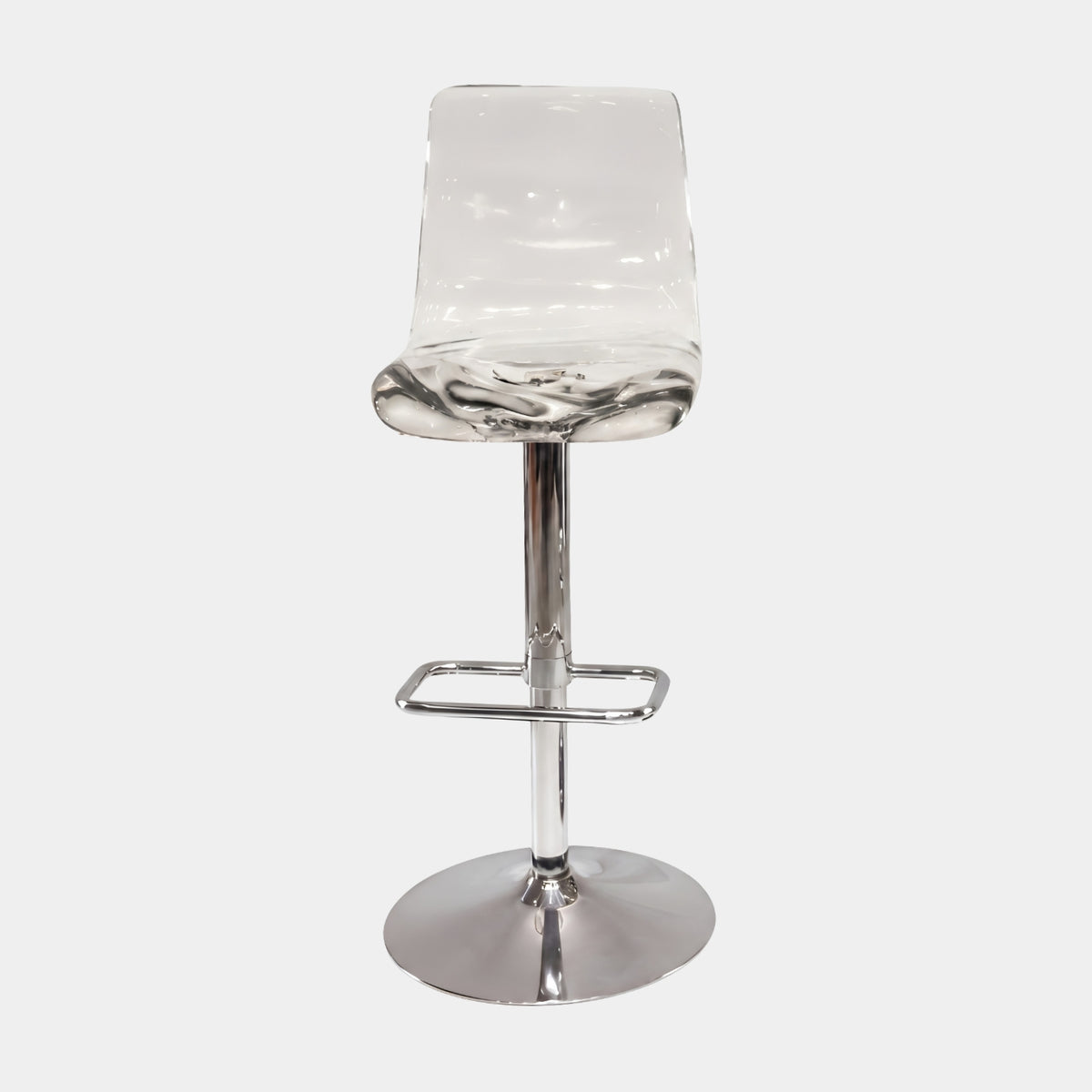 Clear Rippled Seat Steel Gas-Lift Bar Stool - 100cm