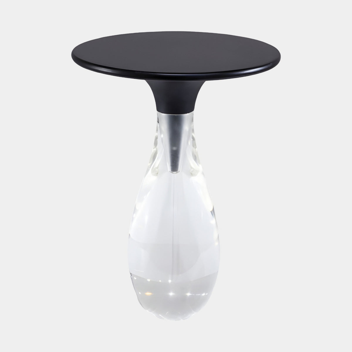 Black Top Clear Teardrop Acrylic Side Table - 55cm