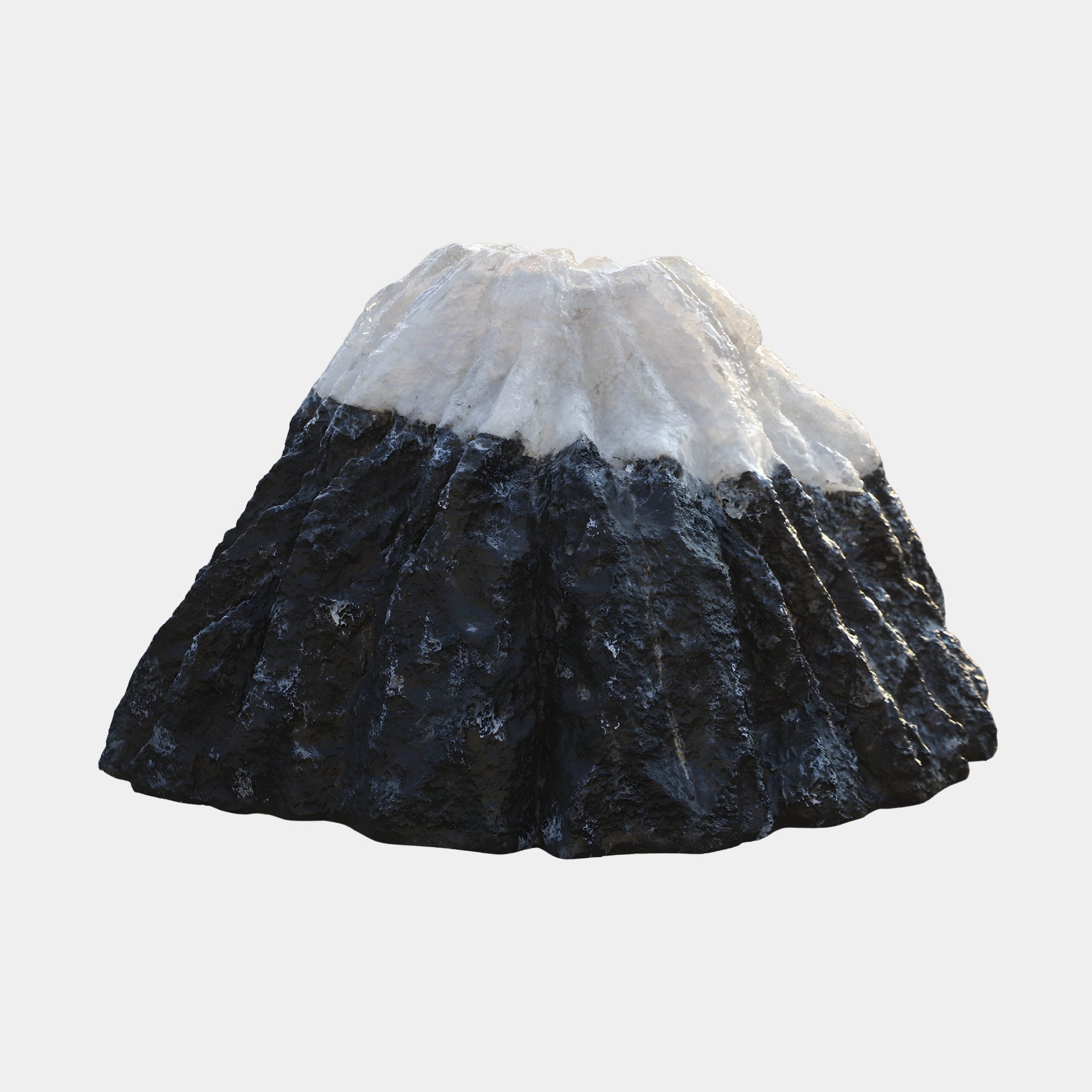 White Snow Peak & Black Mountain Resin Sculpture by Giant Sculptures, 110cm wide, shown front-on with a textured black base and frosted white summit on a plain background.