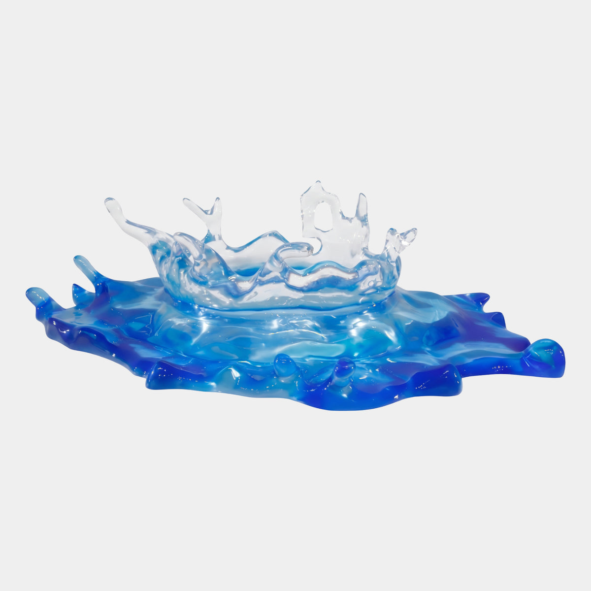 Blue Water Splash Crown Resin Sculpture - 110cm, resin wave with clear crown-like peaks over a blue splash base, shown on a plain white background.