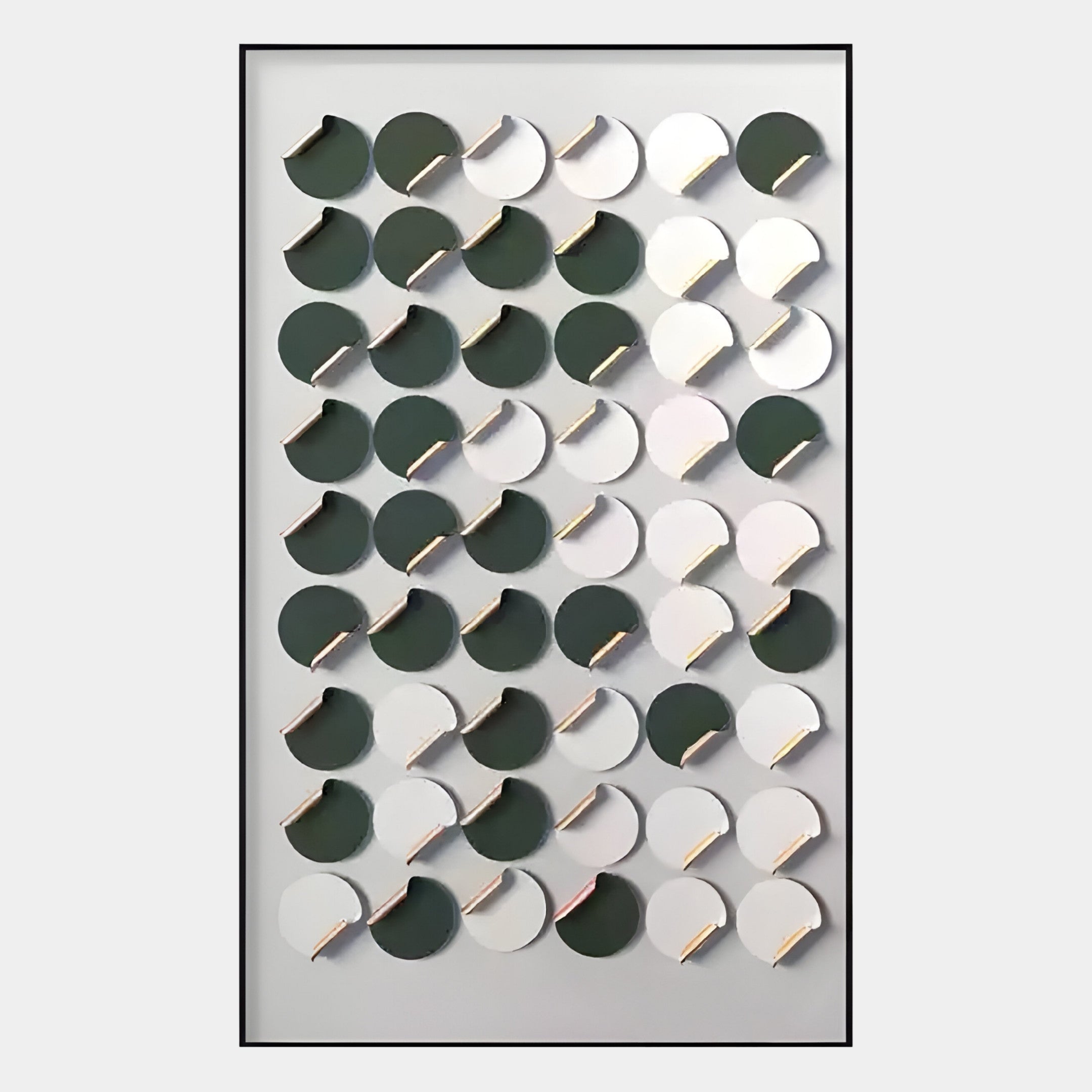 Cirquon White & Green Leather Curl Disc 3D Wall Art