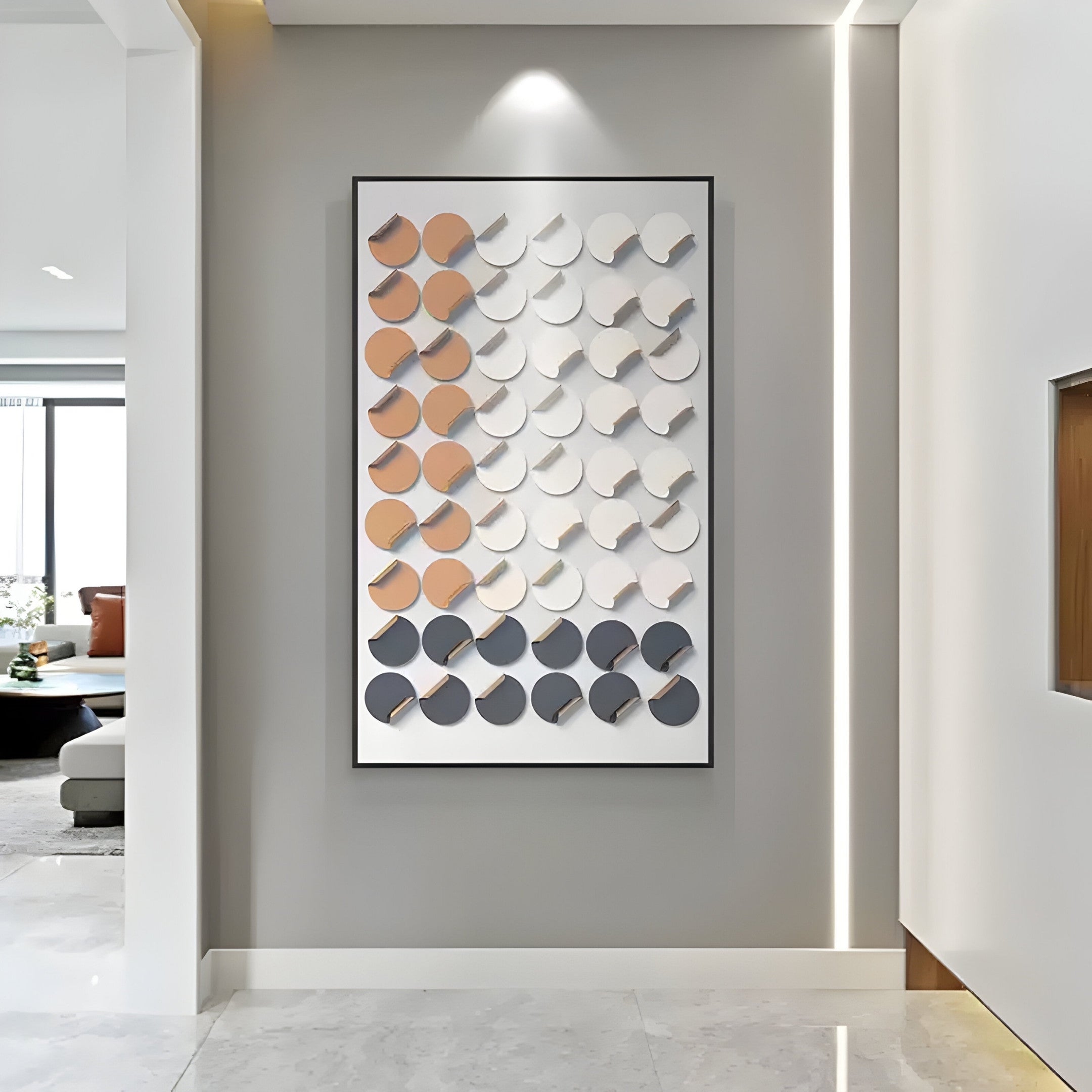 Cirquon White, Grey & Tan Leather Curl Disc 3D Wall Art