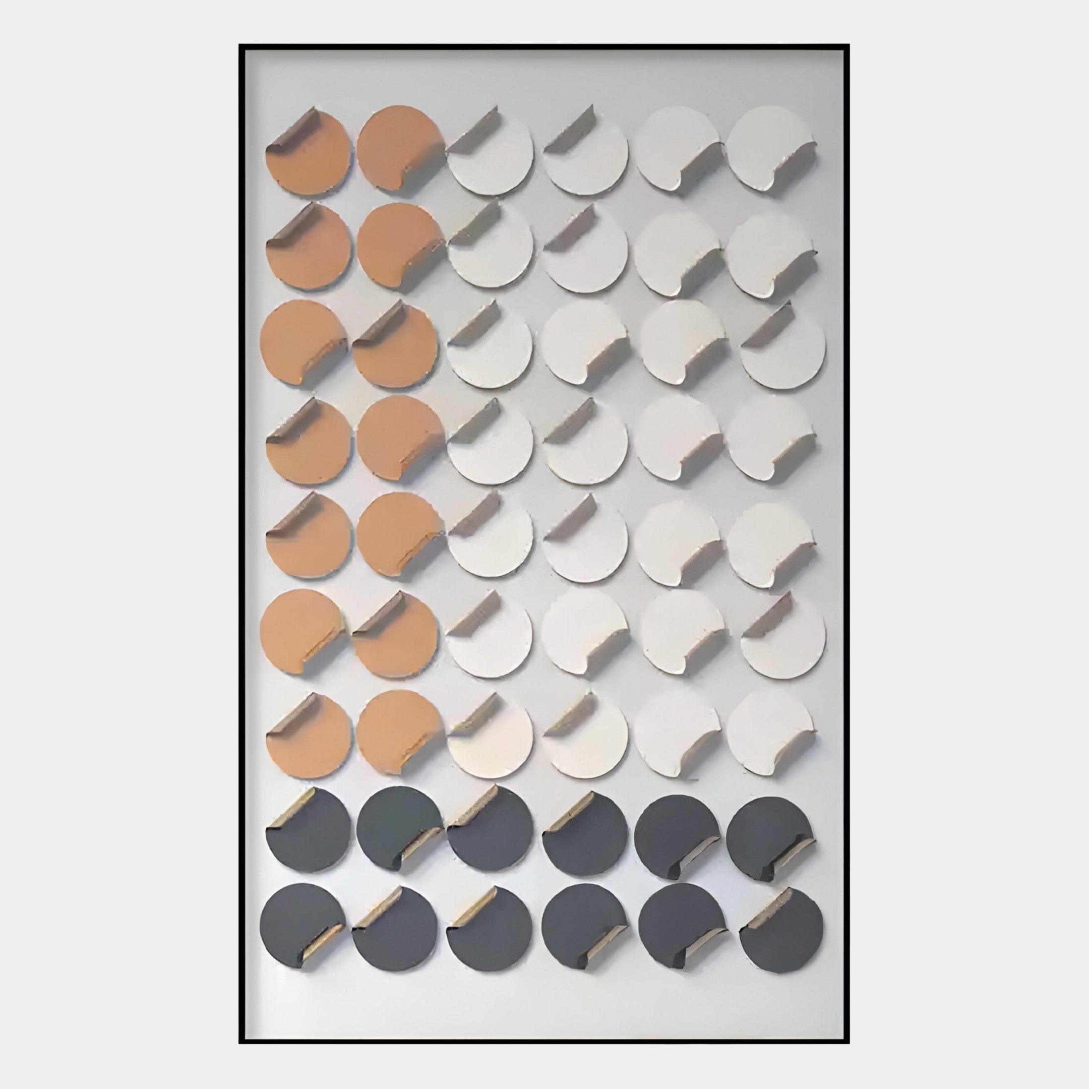 Cirquon White, Grey & Tan Leather Curl Disc 3D Wall Art