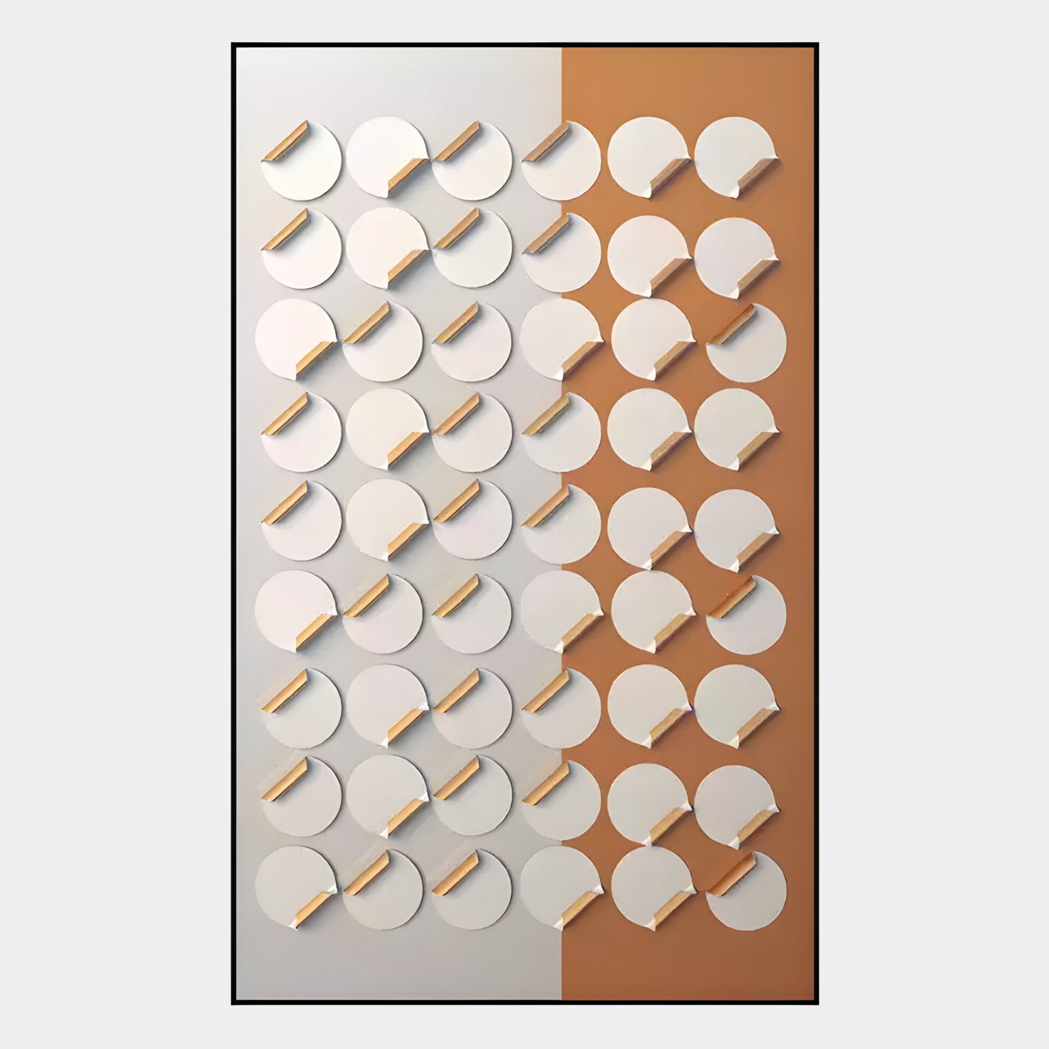 Cirquon White & Tan Contrast Leather Curl Disc 3D Wall Art