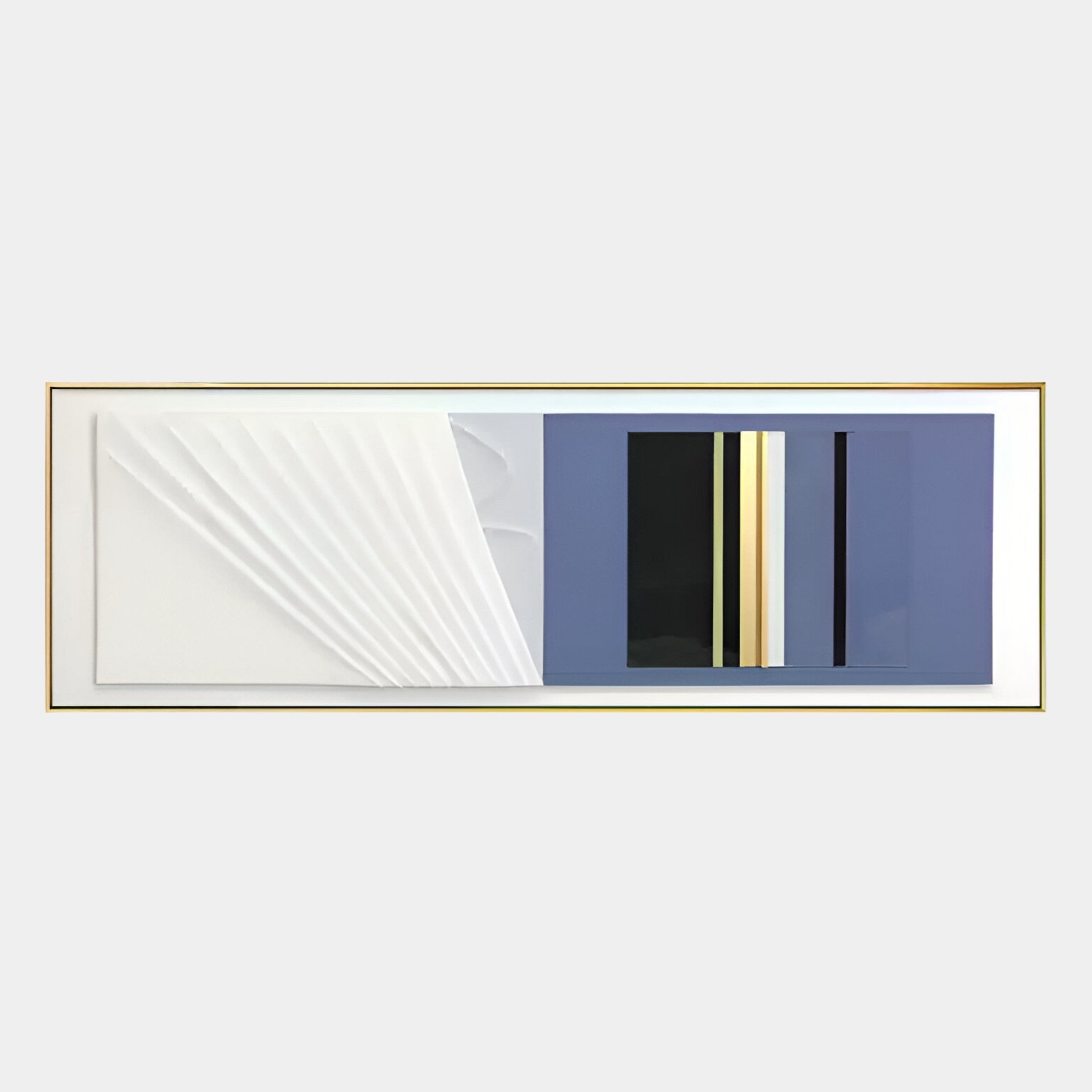 Velvaris Blue & White Panelled Leather 3D Wall Art