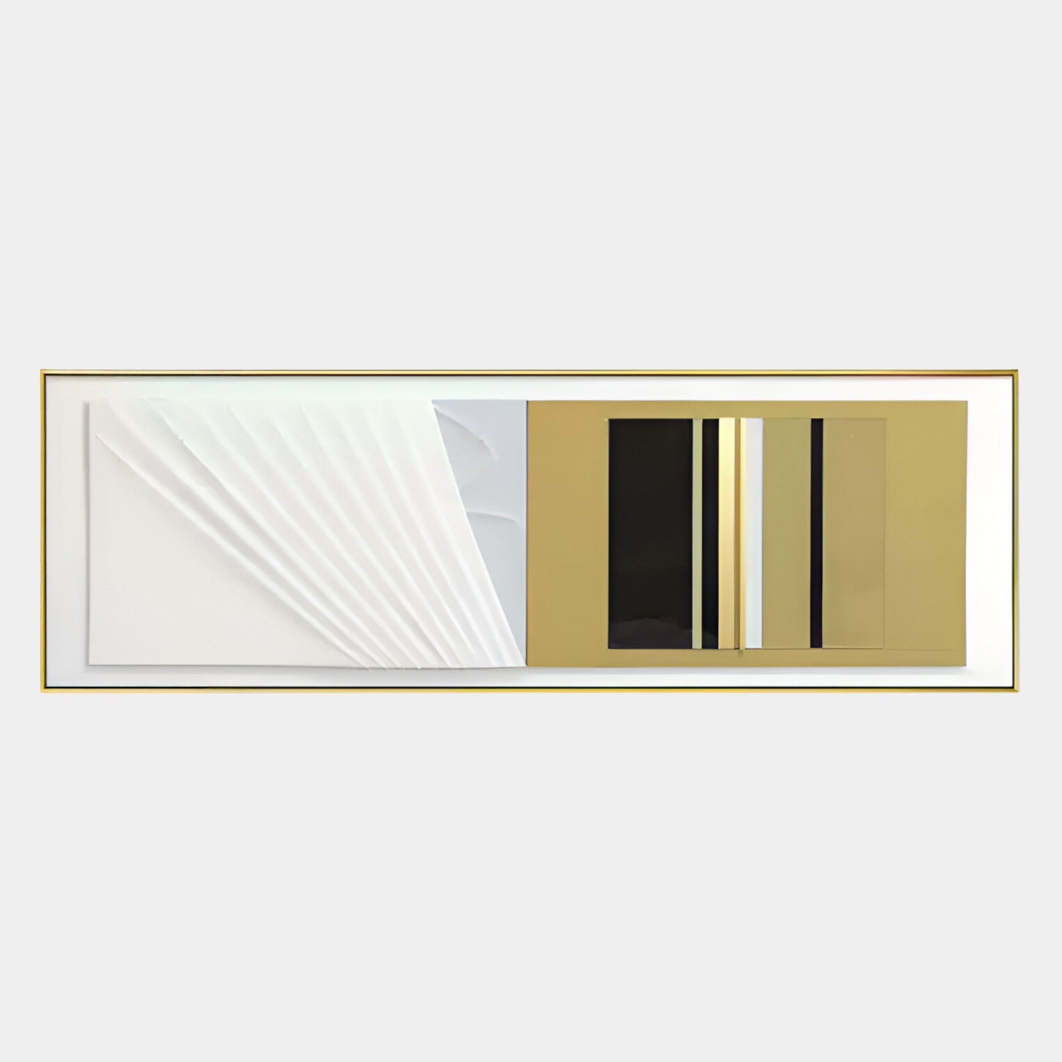Velvaris Gold & White Panelled Leather 3D Wall Art