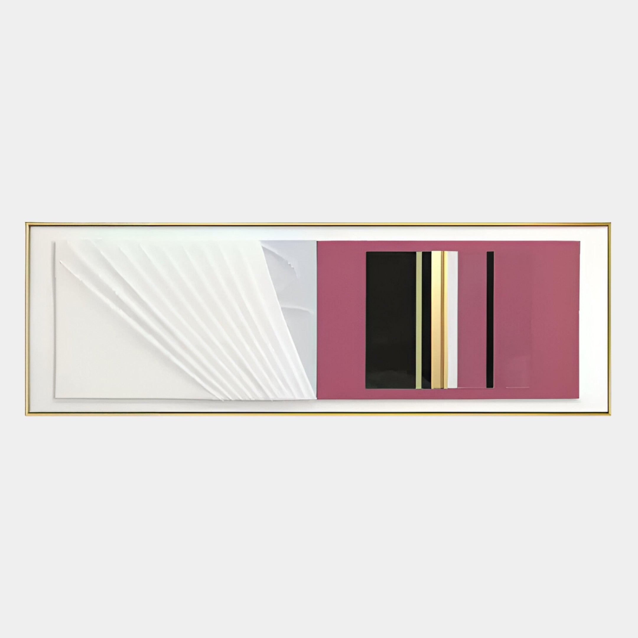 Velvaris Pink & White Panelled Leather 3D Wall Art