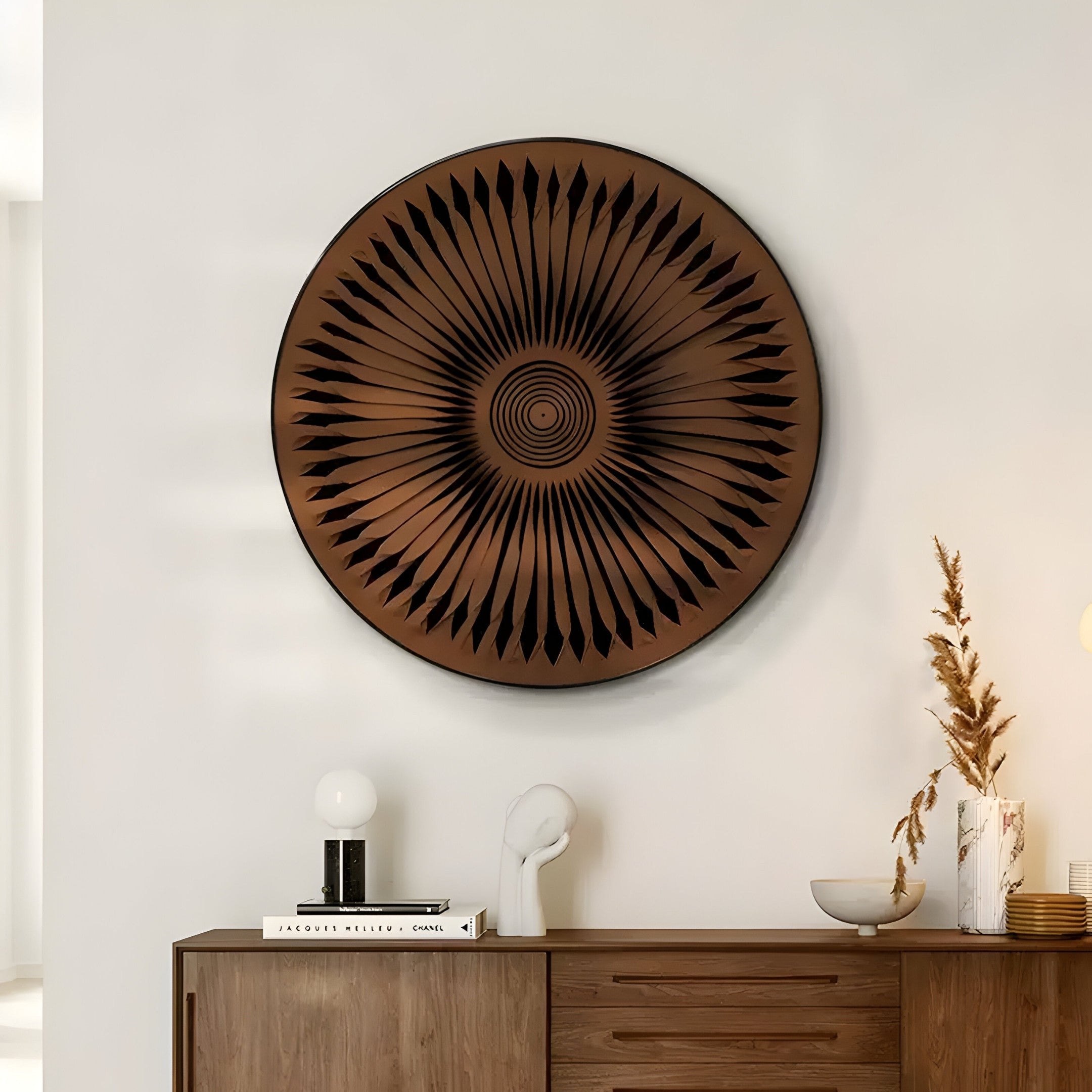 Centriva Brown I Folded Leather Round 3D Wall Art