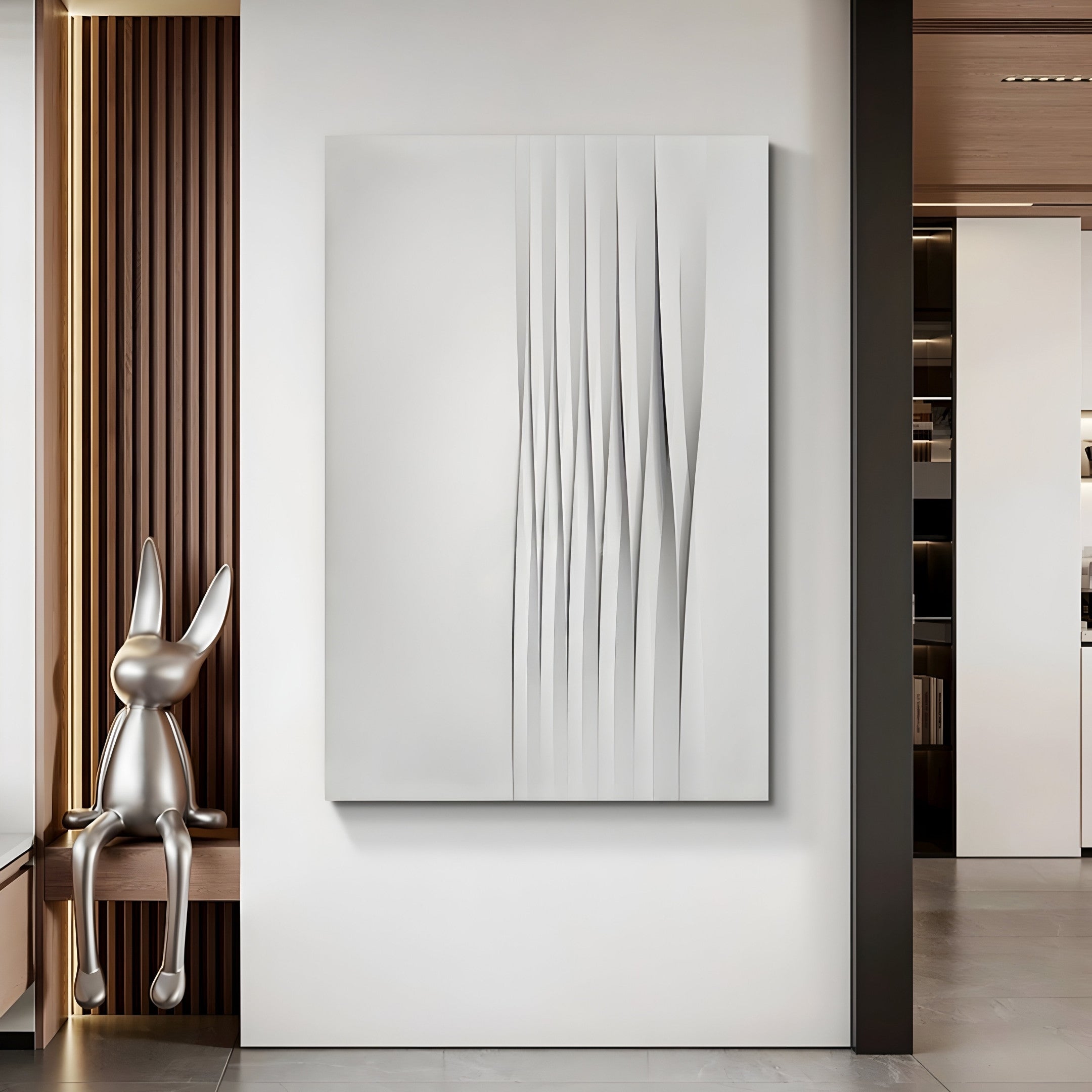 Vallion Silver Folded Leather 3D Wall Art