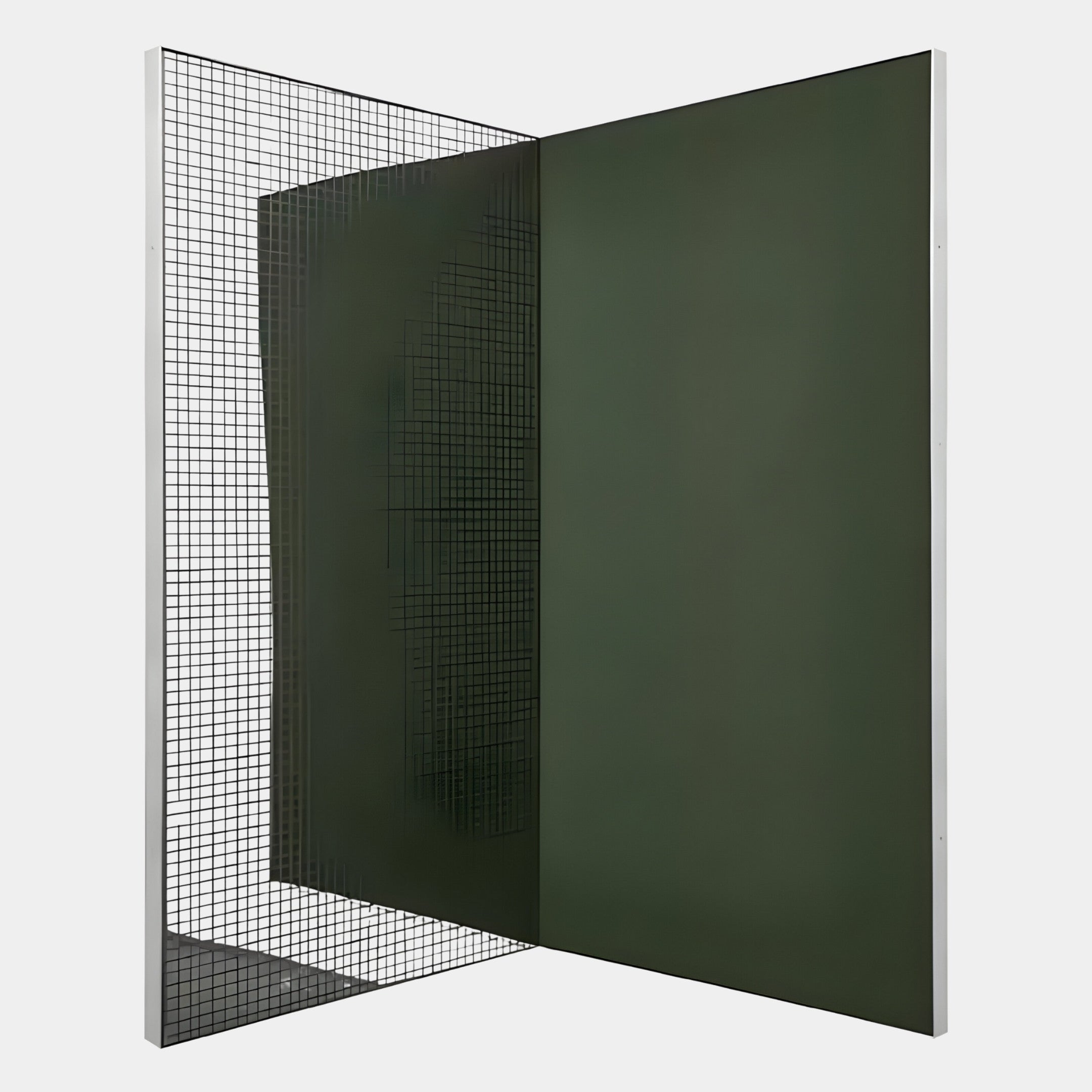 Grilith Green Grid Mirror Dual Panel 3D Wall Art