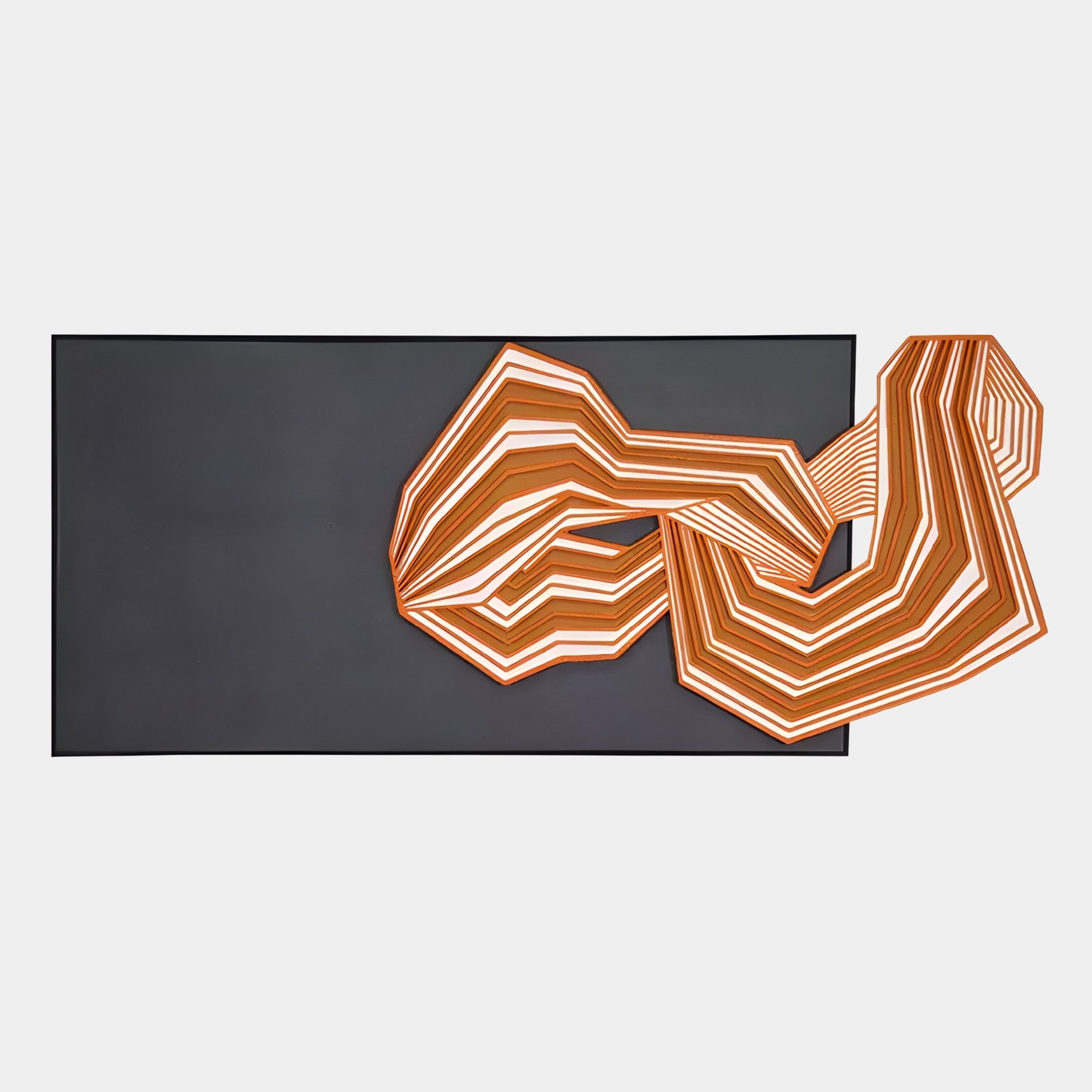 Riborra Black & Orange Layered Wood Carving 3D Wall Art