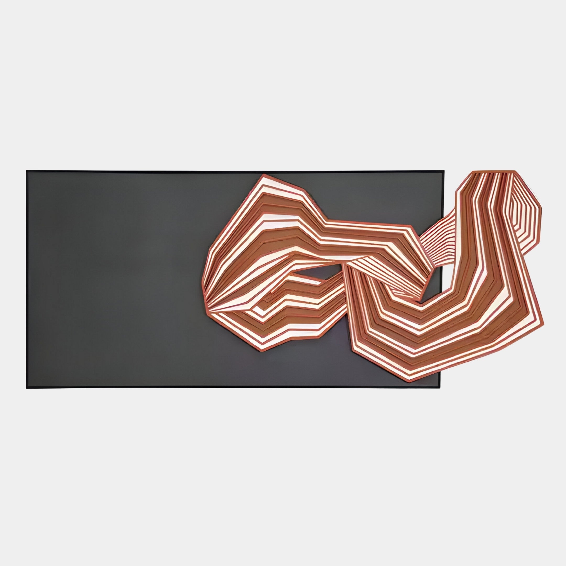 Riborra Black & Warm Red Layered Wood Carving 3D Wall Art