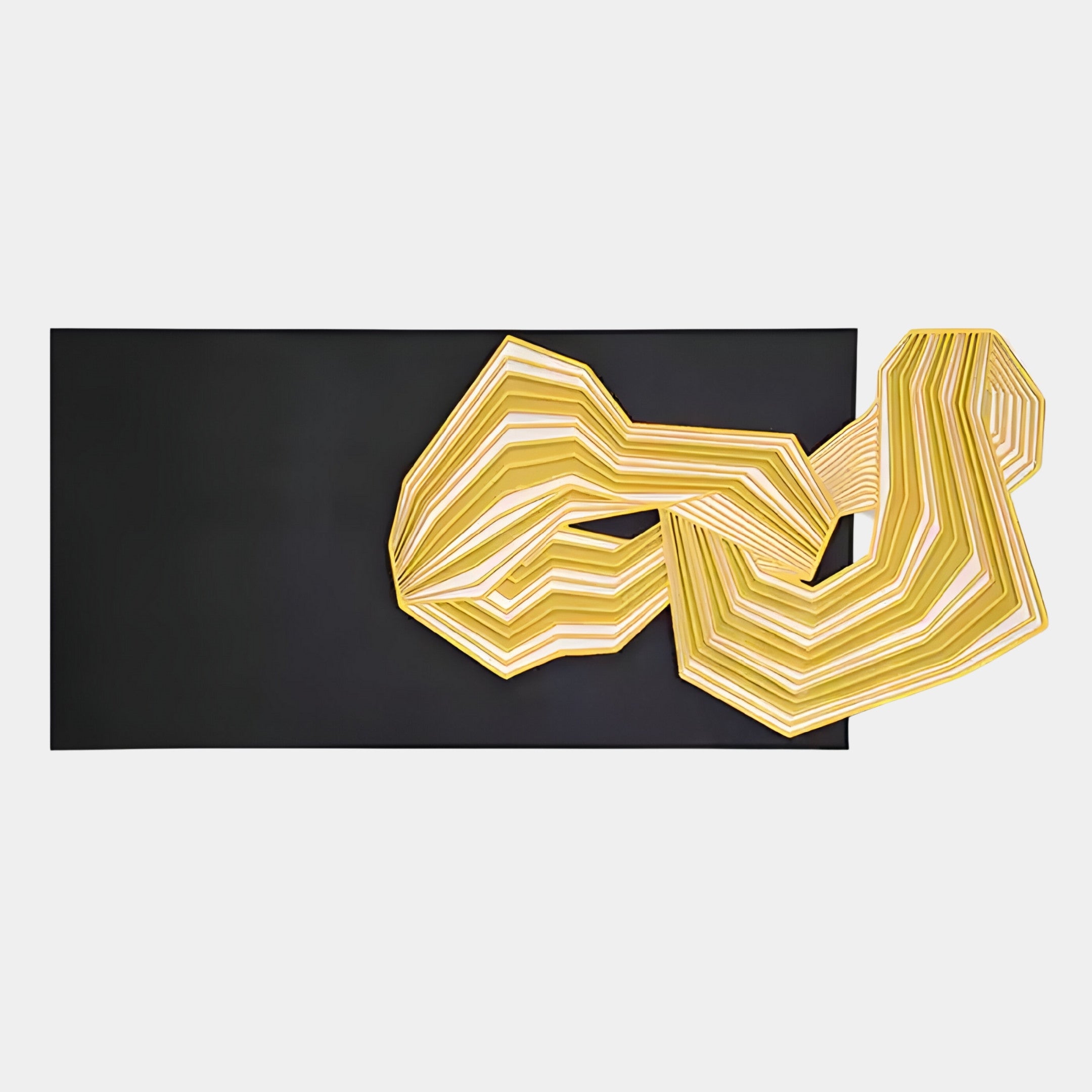 Riborra Black & Yellow Layered Wood Carving 3D Wall Art