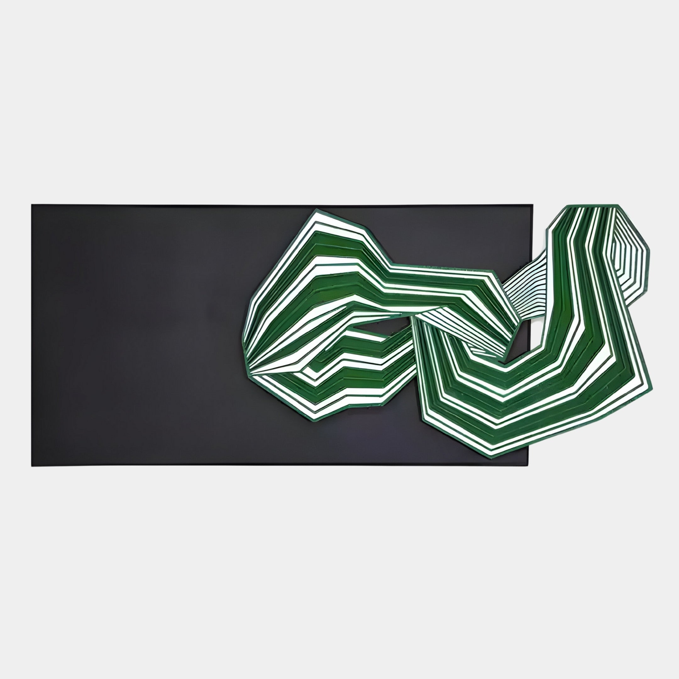 Riborra Black & Green Layered Wood Carving 3D Wall Art