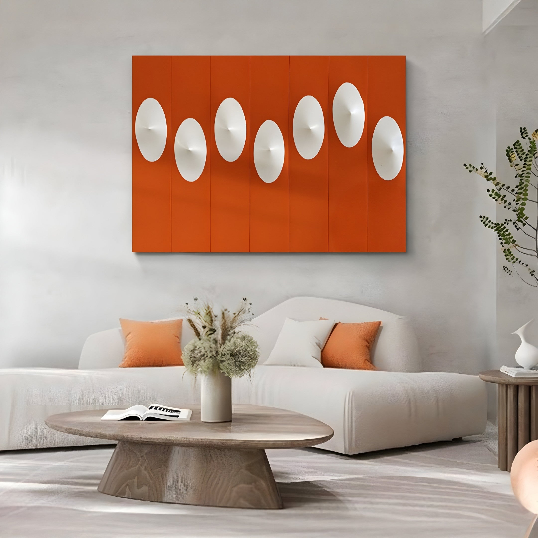 Virello Terracotta & White Disc Leather 3D Wall Art