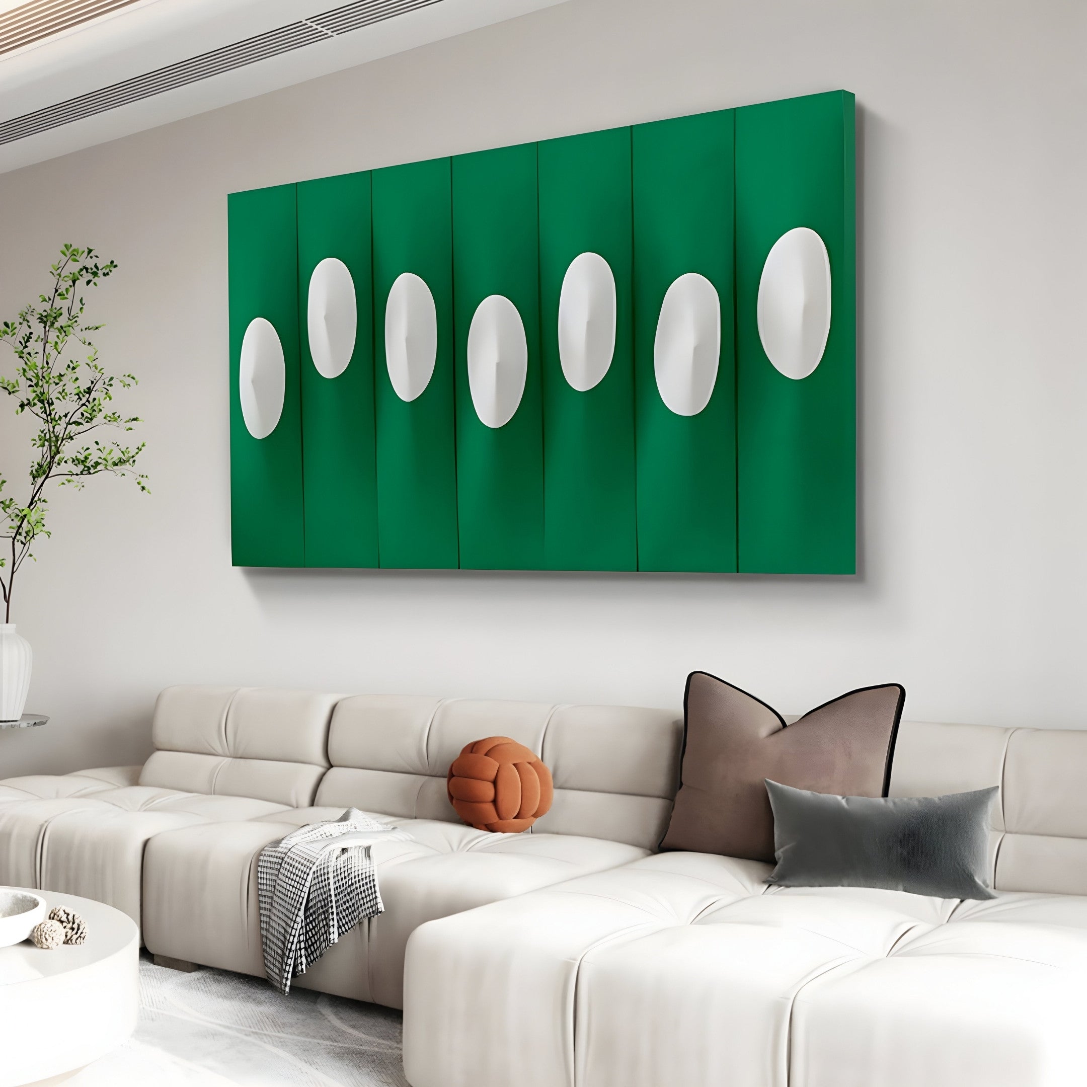 Virello Jade Green & White Disc Leather 3D Wall Art