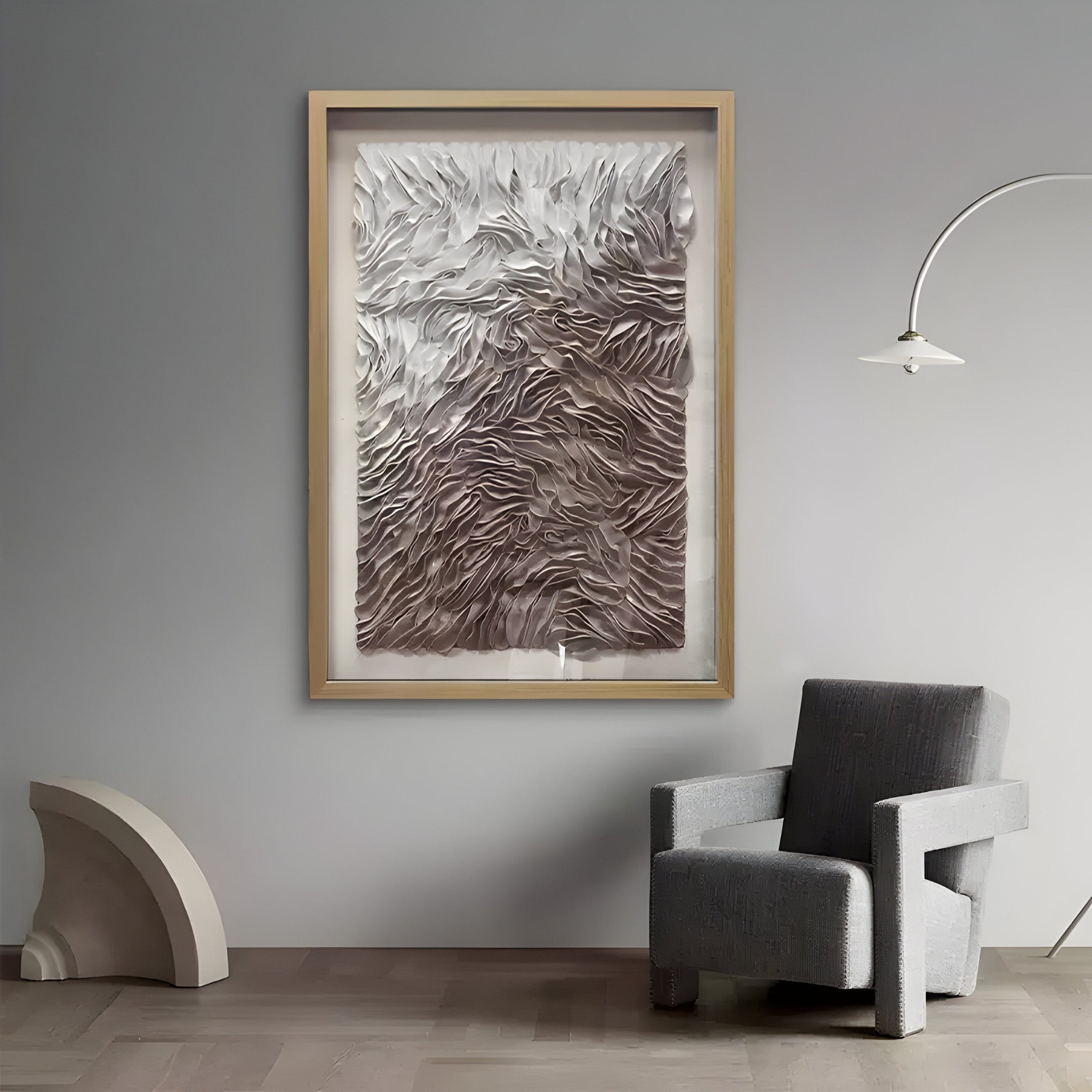 Florasca Mauve Ripple Leather 3D Framed Wall Art