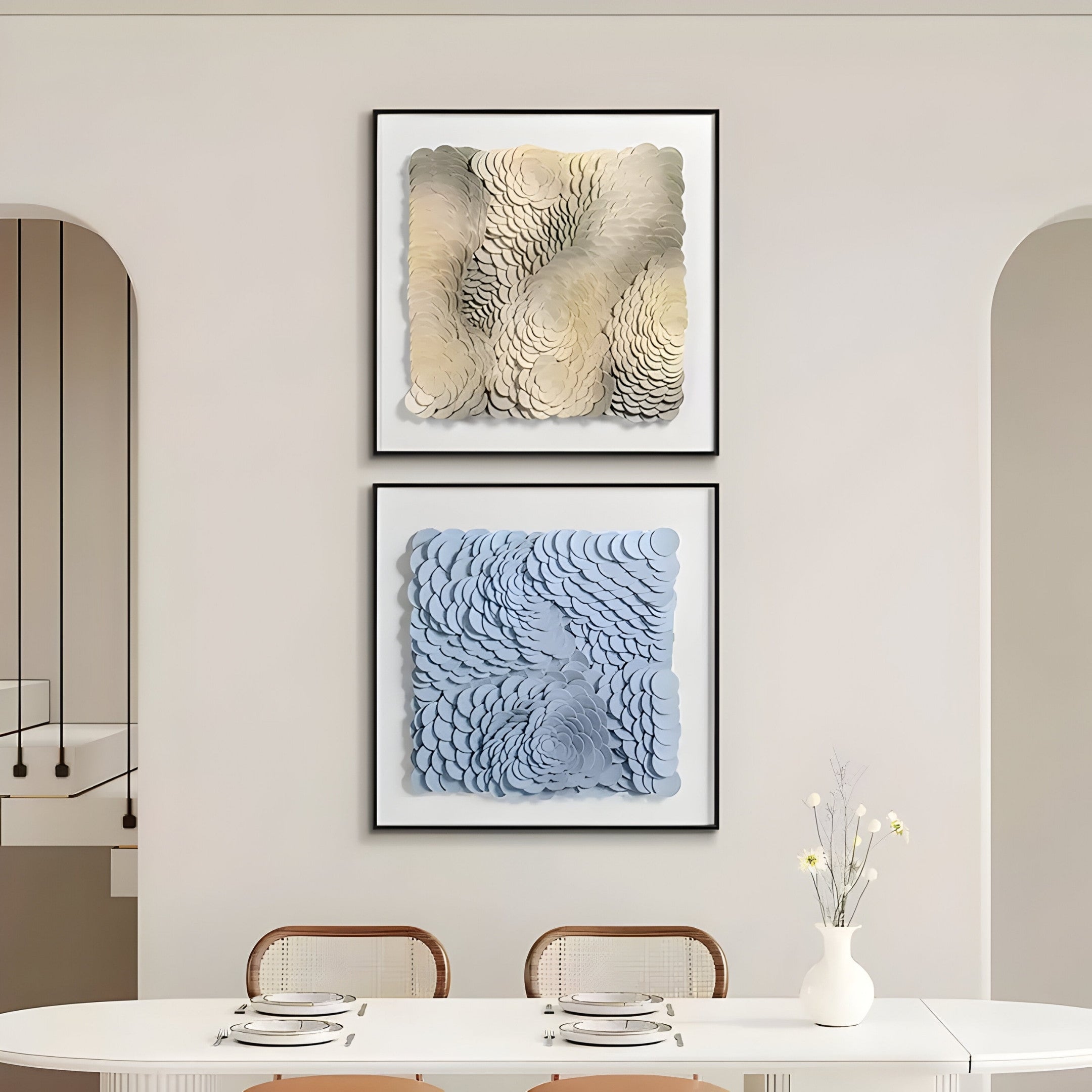 Calavine Blue Bloom Sculptural Leather 3D Wall Art
