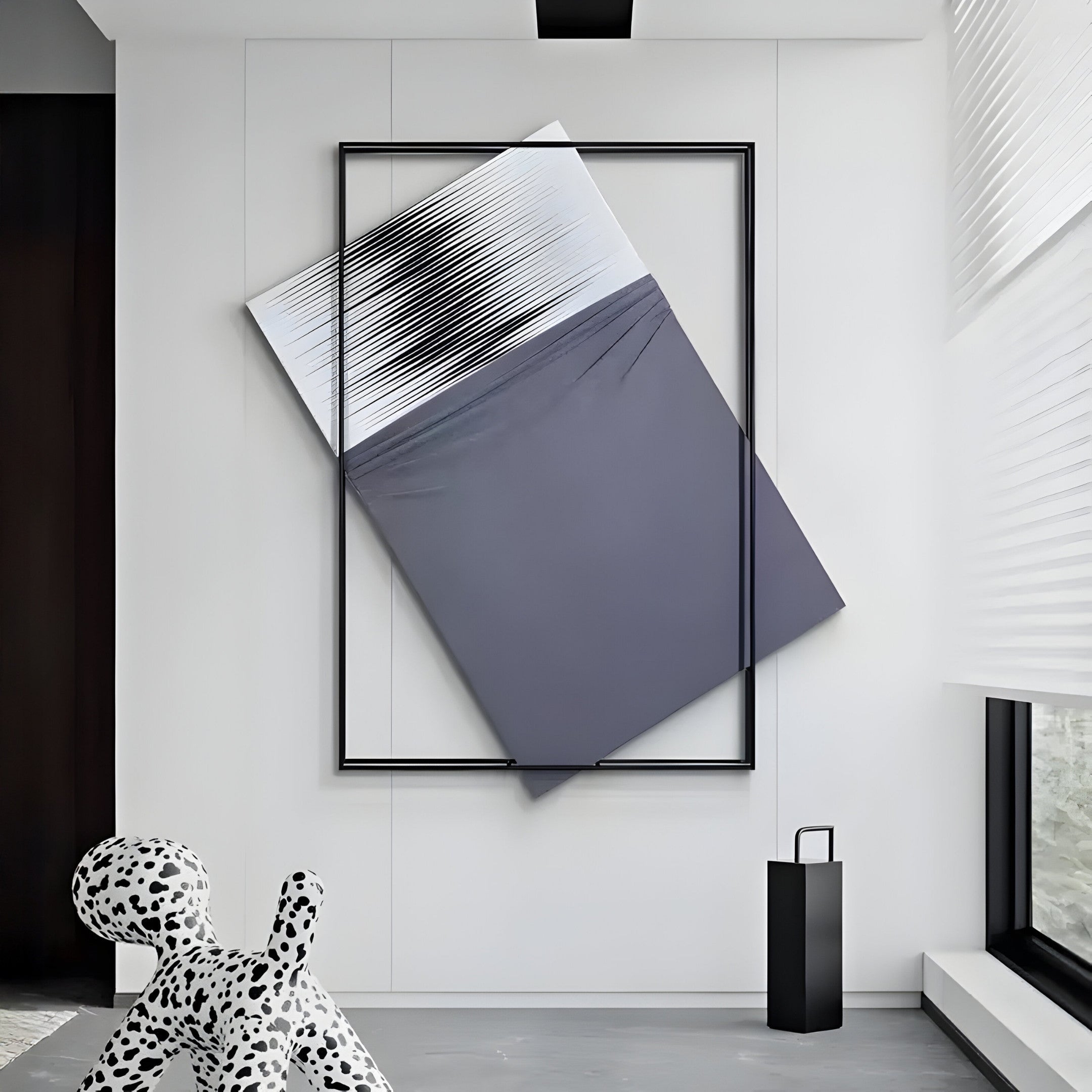 Stravonn Grey Panel Overlay Leather 3D Wall Art