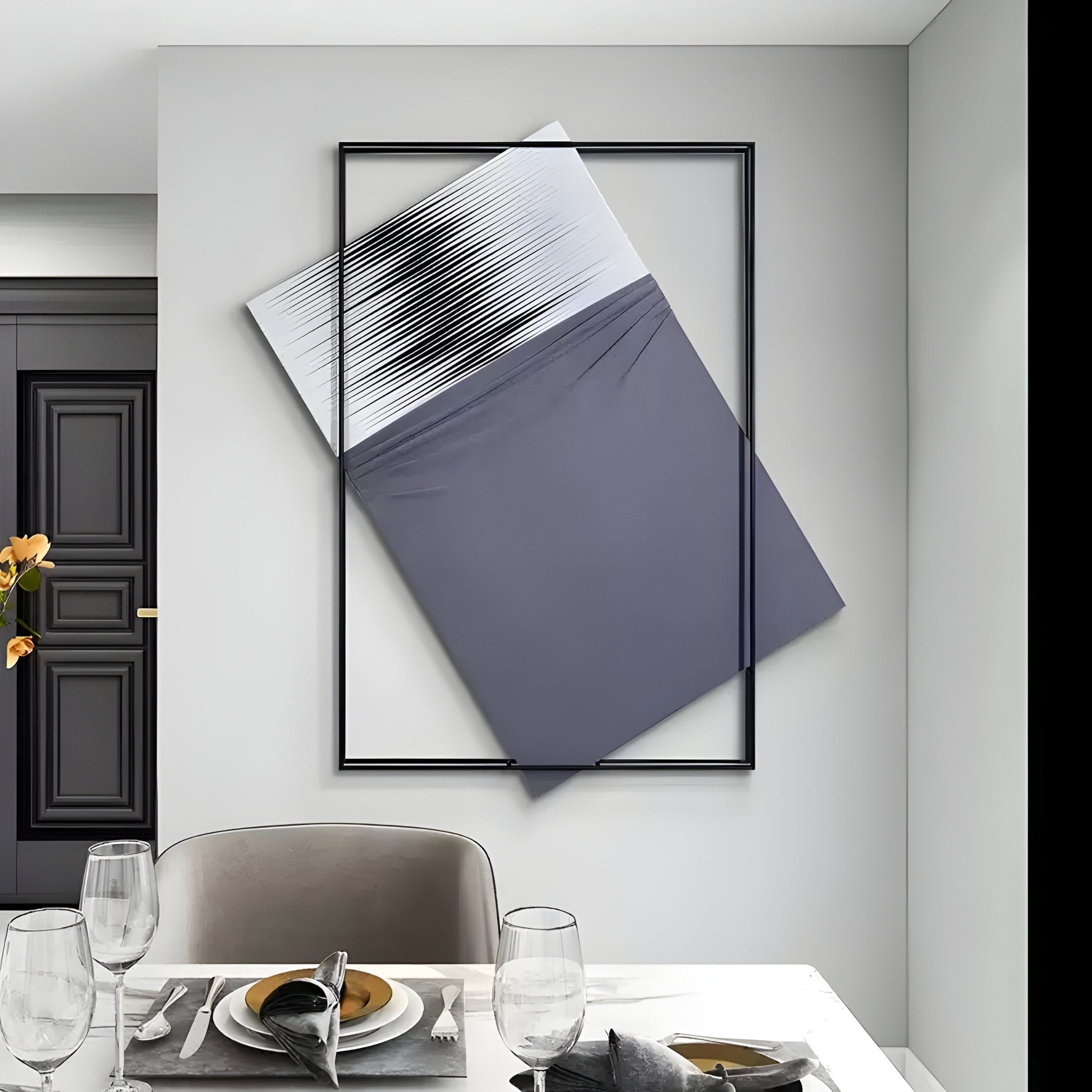 Stravonn Grey Panel Overlay Leather 3D Wall Art
