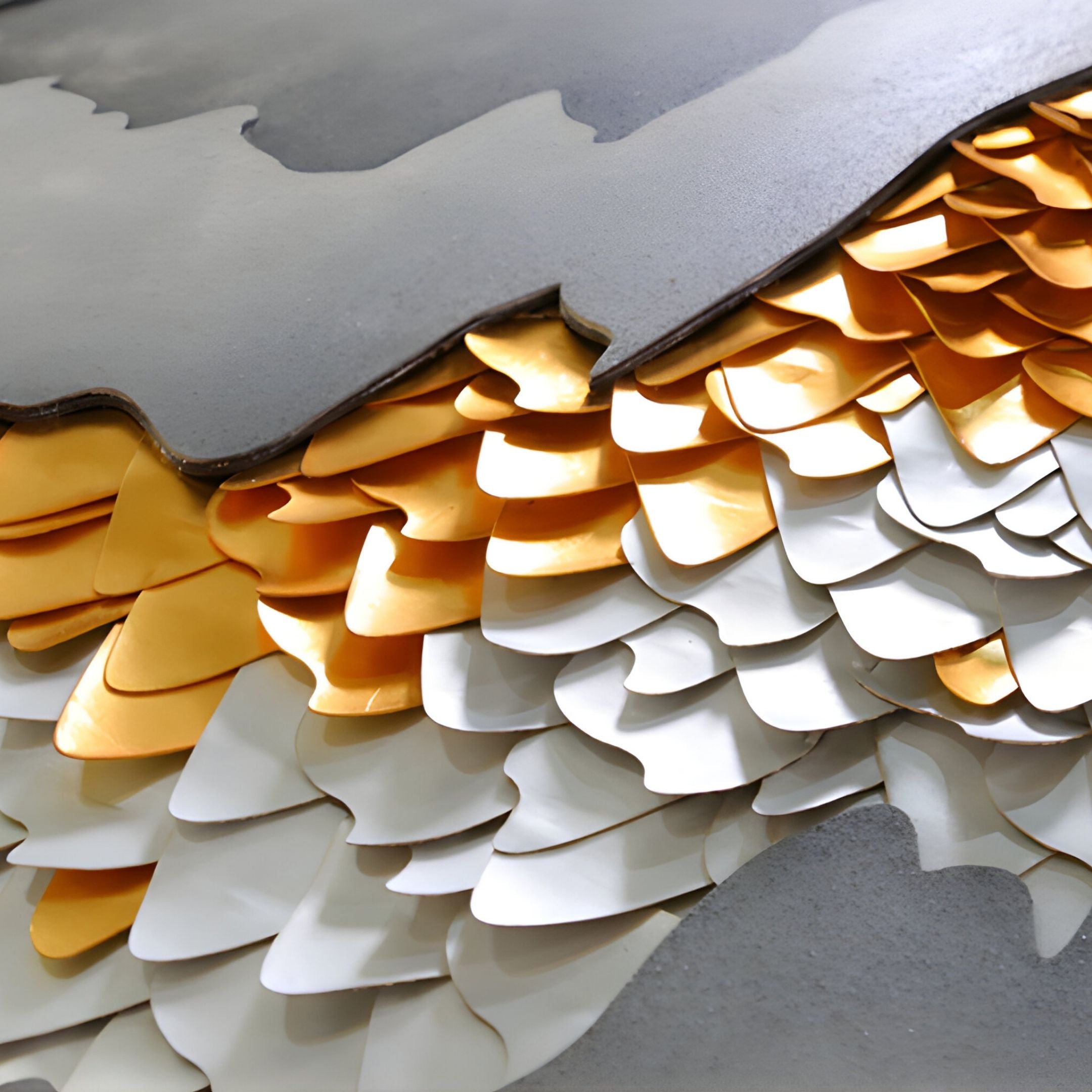 Valmara Grey & Gold Crest Layered Leather 3D Wall Art